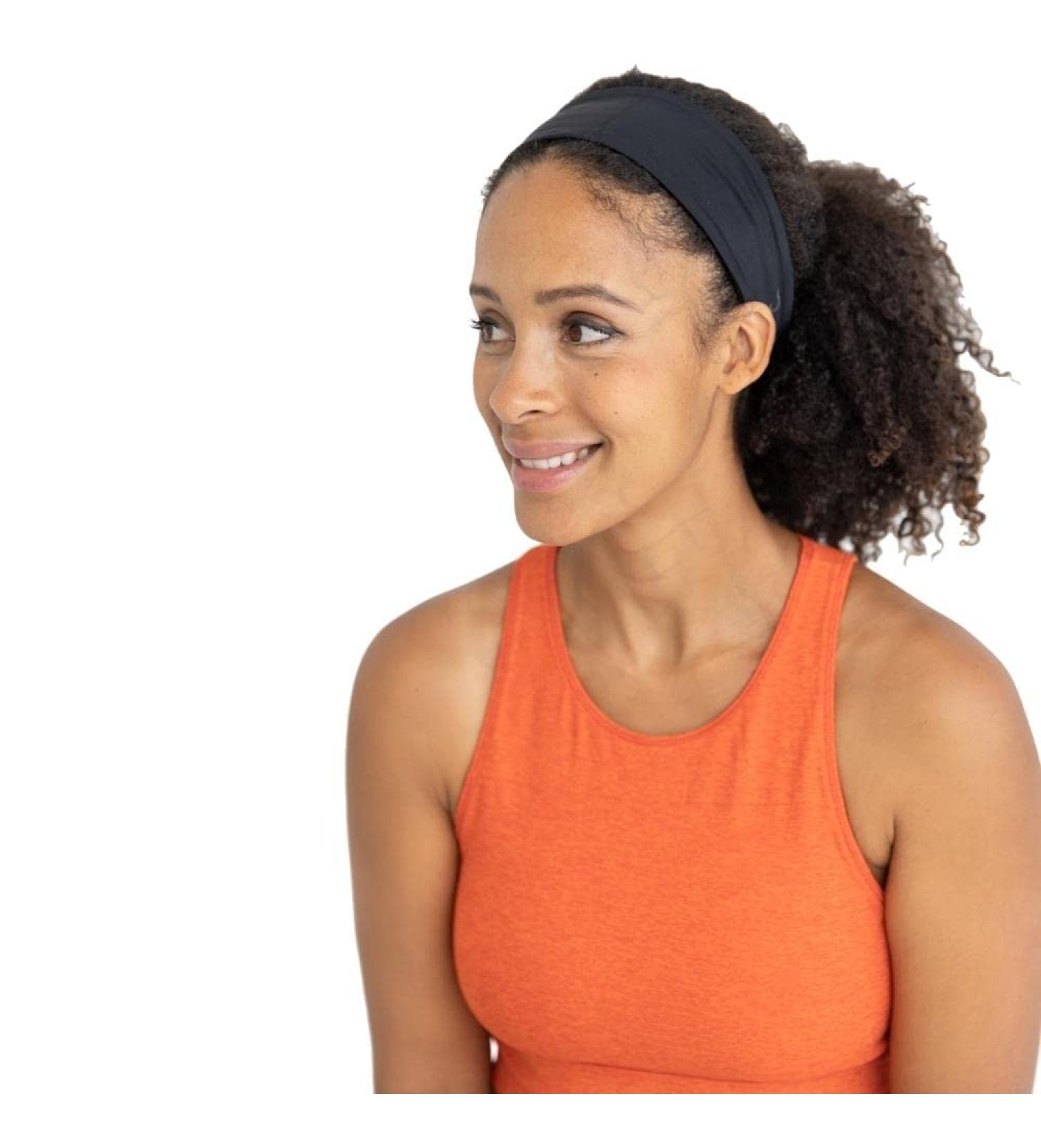 Women's Fashion Headband for Natural Curly Hair | No-Slip 3-Snap Adjustable Turban Headwrap (Black) - Washable & Stylish | 1 Pack - Buy Online on GoSupps.com