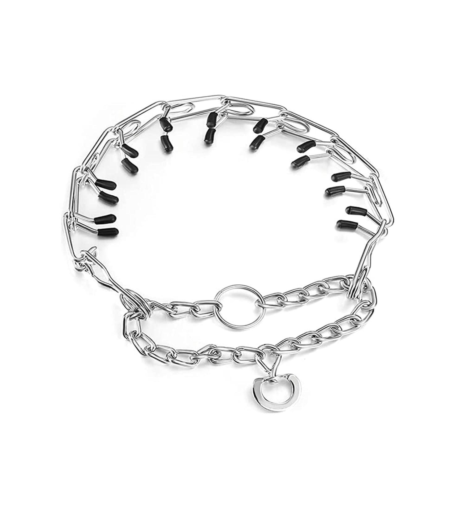 HY-MS Dog Prong Collar Stainless Steel Dog Prong Training Chain Collar Adjustable Pinch Pet Choke Collar Silver Plating with Comfort Rubber Tips for Small/Medium/Large Dogs (S- 17.7in) S - 17.7in - Buy Online on GoSupps.com