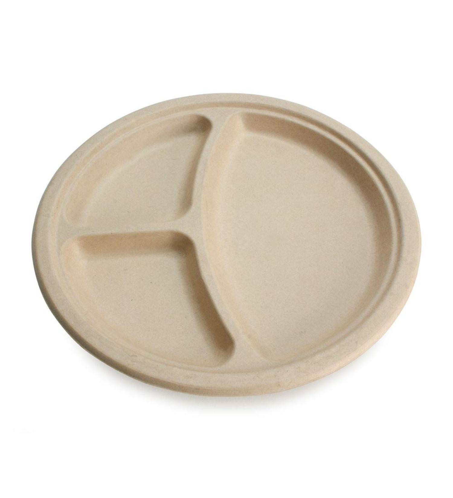Earth's Natural Alternative 10 Compostable Plates - 50 Pack | Eco-Friendly 3-Compartment Dinnerware - Buy Online on GoSupps.com