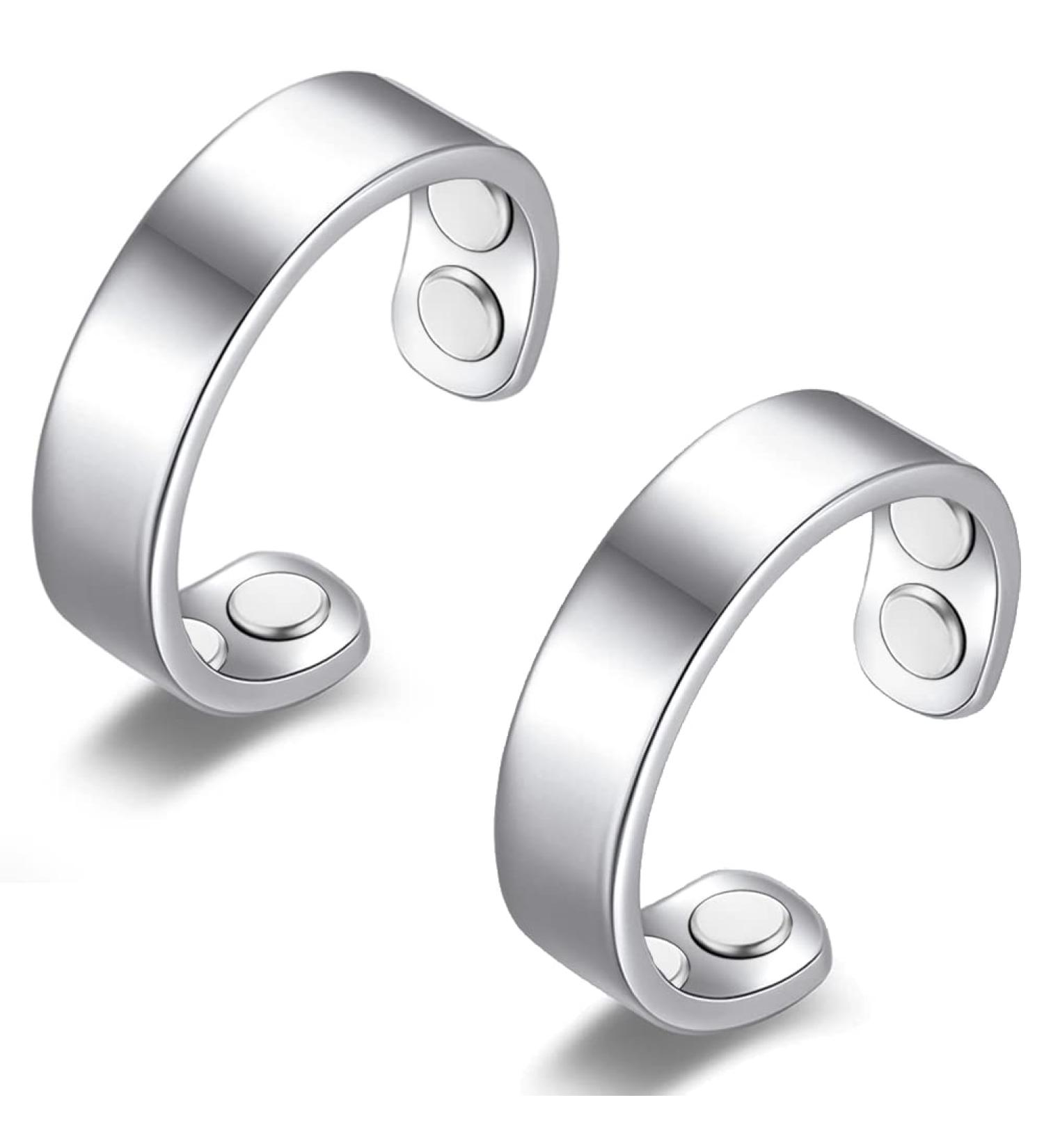 Vicmag Magnetic Copper Rings for Women - 4X Strength, 3500 Gauss Magnets, Adjustable, 100% Pure Copper - 2PCS (Silver) | Jewelry Gift Box - Buy Online on GoSupps.com