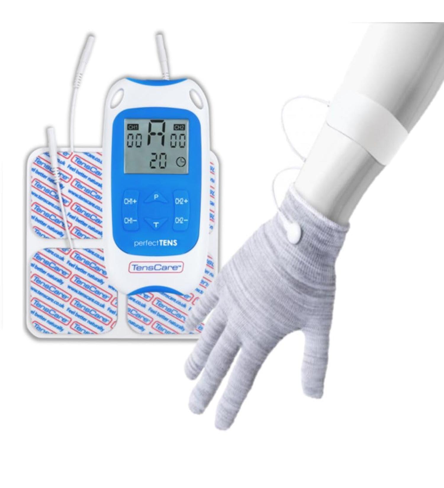 TensCare Perfect TENS - Clinically Proven TENS Device for Pain Relief of The Back Hip Leg Arm Aswell as Arthritis and Sciatica. Includes Glove for Arthritis in The Hand - Large Perfect TENS & Large Glove