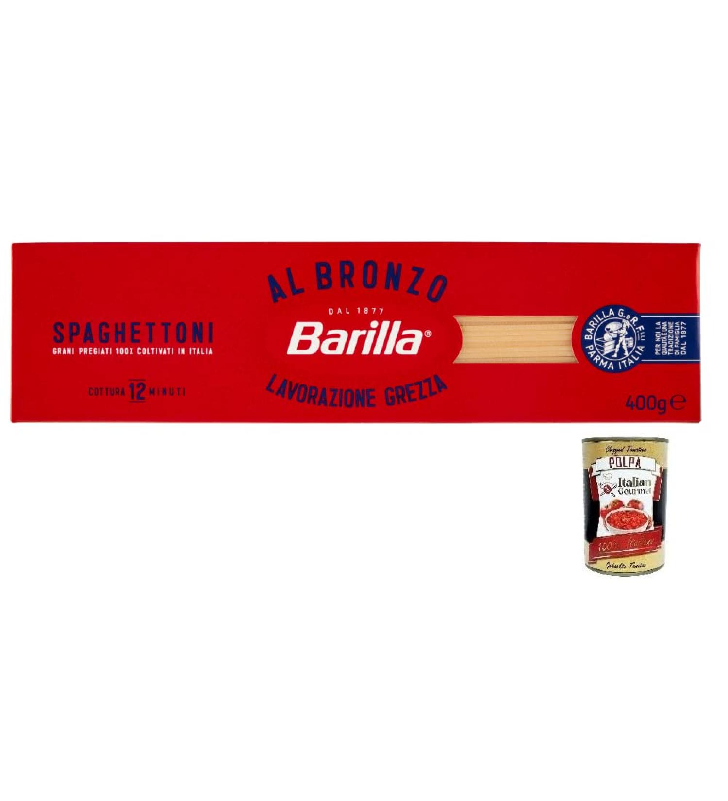  Italian Gourmet E.R. Barilla Pasta Al Bronzo Spaghettoni 100% Italian Wheat Bronze Design Italian Pasta 400g + 400g Box - Buy Online on GoSupps.com