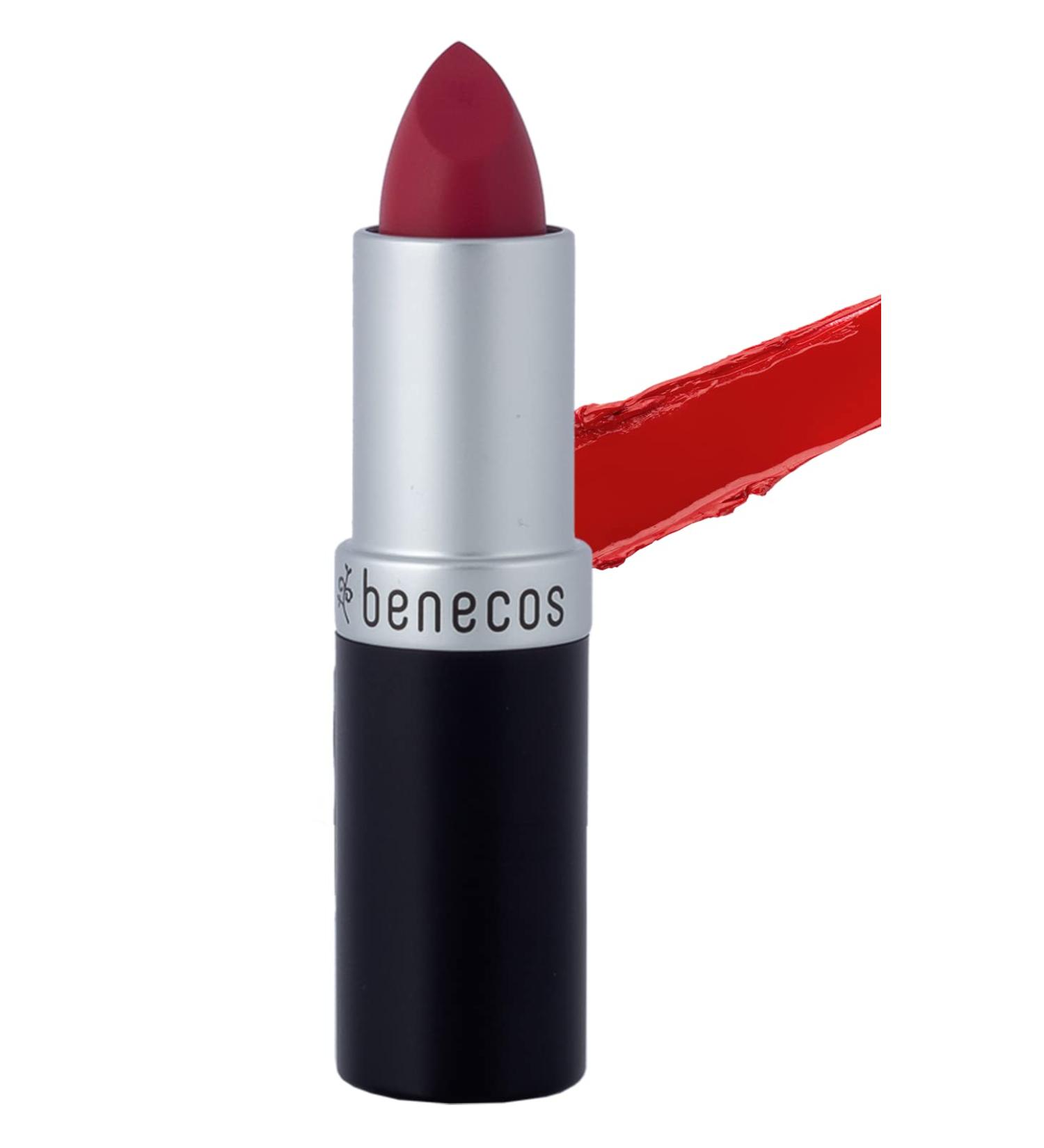 Benecos MAT Lipstick - Natural Cosmetics with Organic Jojoba Oil & Beeswax - Long-Lasting Matte Finish - Buy Online on GoSupps.com