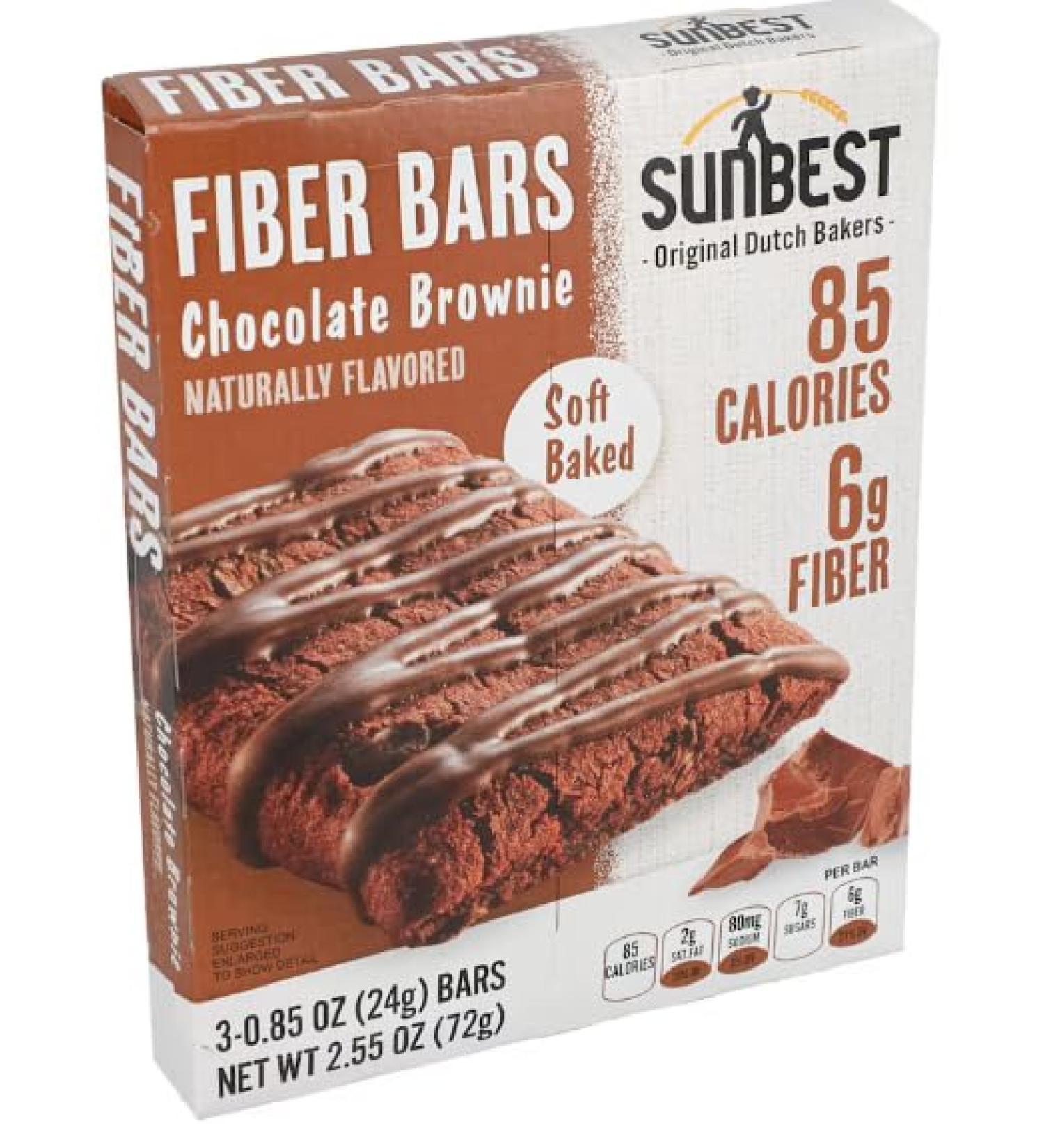Sunbest New Flavor - Sun Best Fiber Boosting Chocolate Brownie Bars 3-ct.- 2 boxes - 6 bars - Where indulgence meets nutrition in a delectable treat.