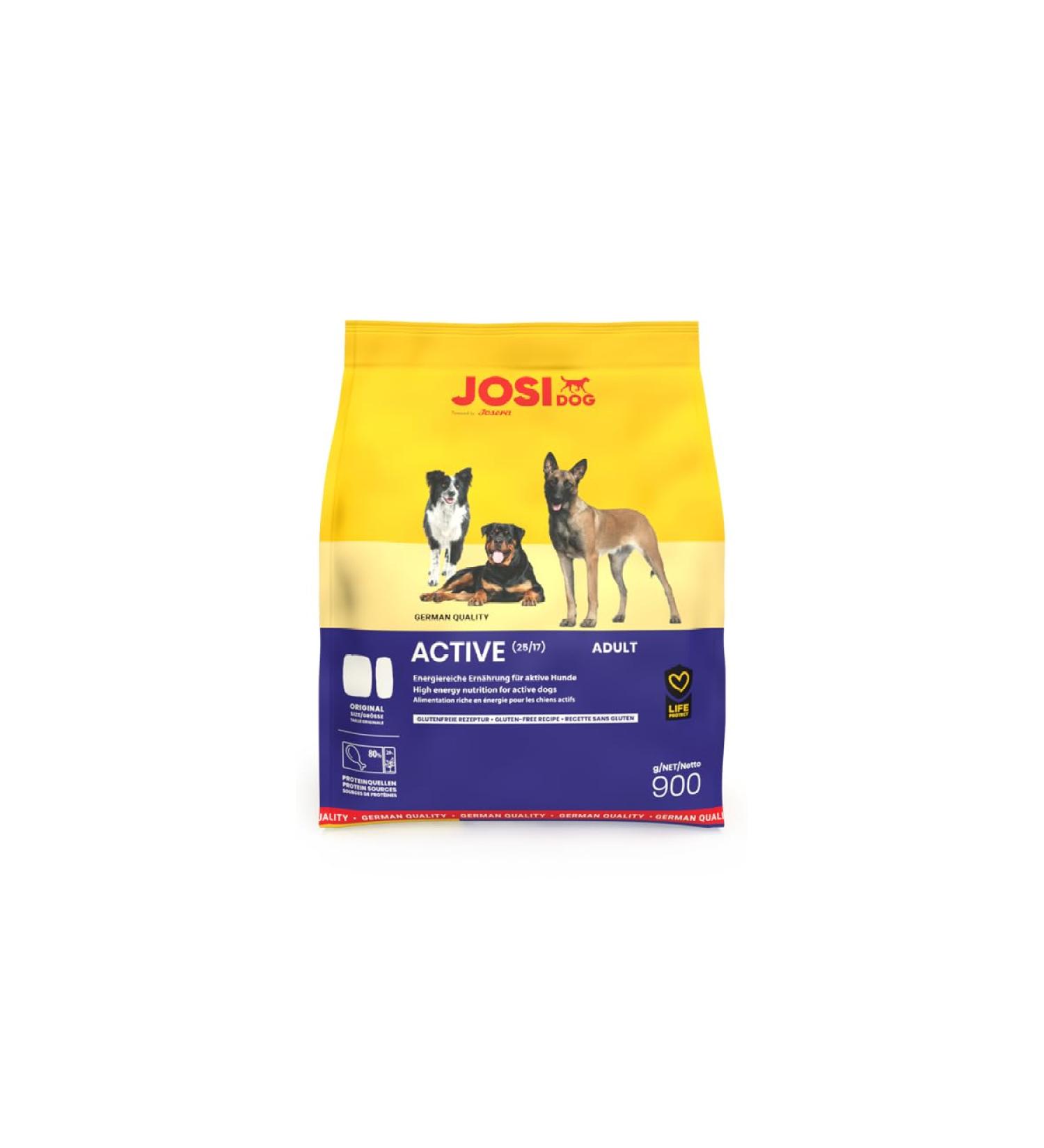 JosiDog Active Premium Dry Food for Active Adult Dogs (5 x 900 g) - Refined with Poultry Meat - Gluten Free - Powered by Josera - Complete Food - Pack of 5 - Buy Online on GoSupps.com