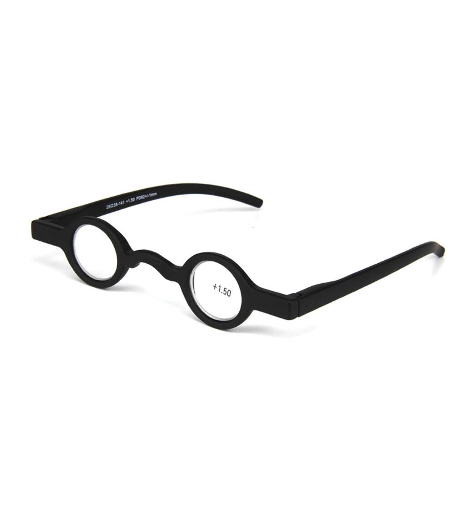 Inlefen Unisex Mini Round Frame Reader Glasses - Black Spring Hinge Presbyopic 200.0x - Stylish & Comfortable for All - Buy Online on GoSupps.com