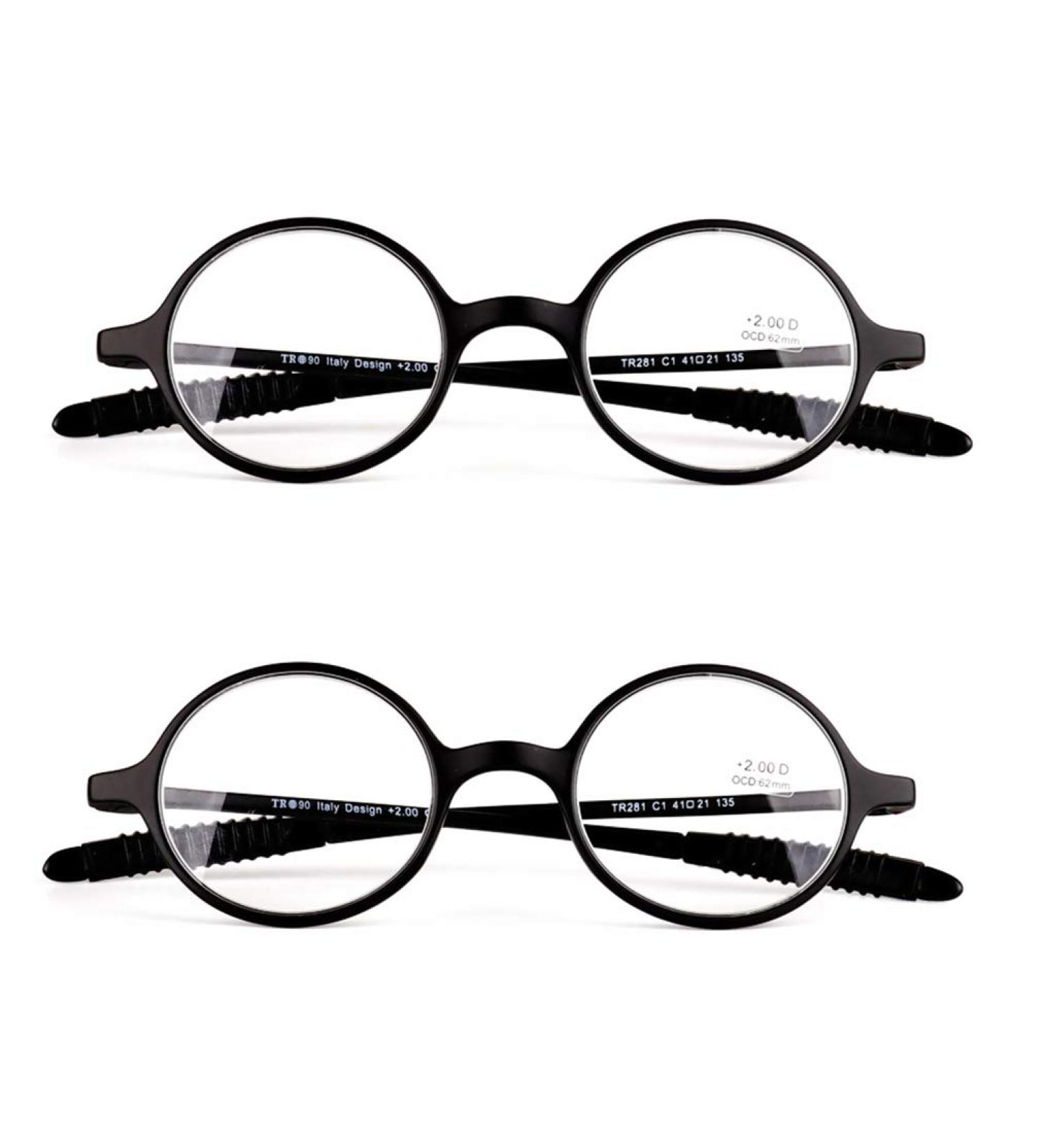 Ultra-Light Round TR 90 Frame Reading Glasses | Flexible Comfort | Small Face Fit | Black/Orange - 2 Black +1.0 - Buy Online on GoSupps.com