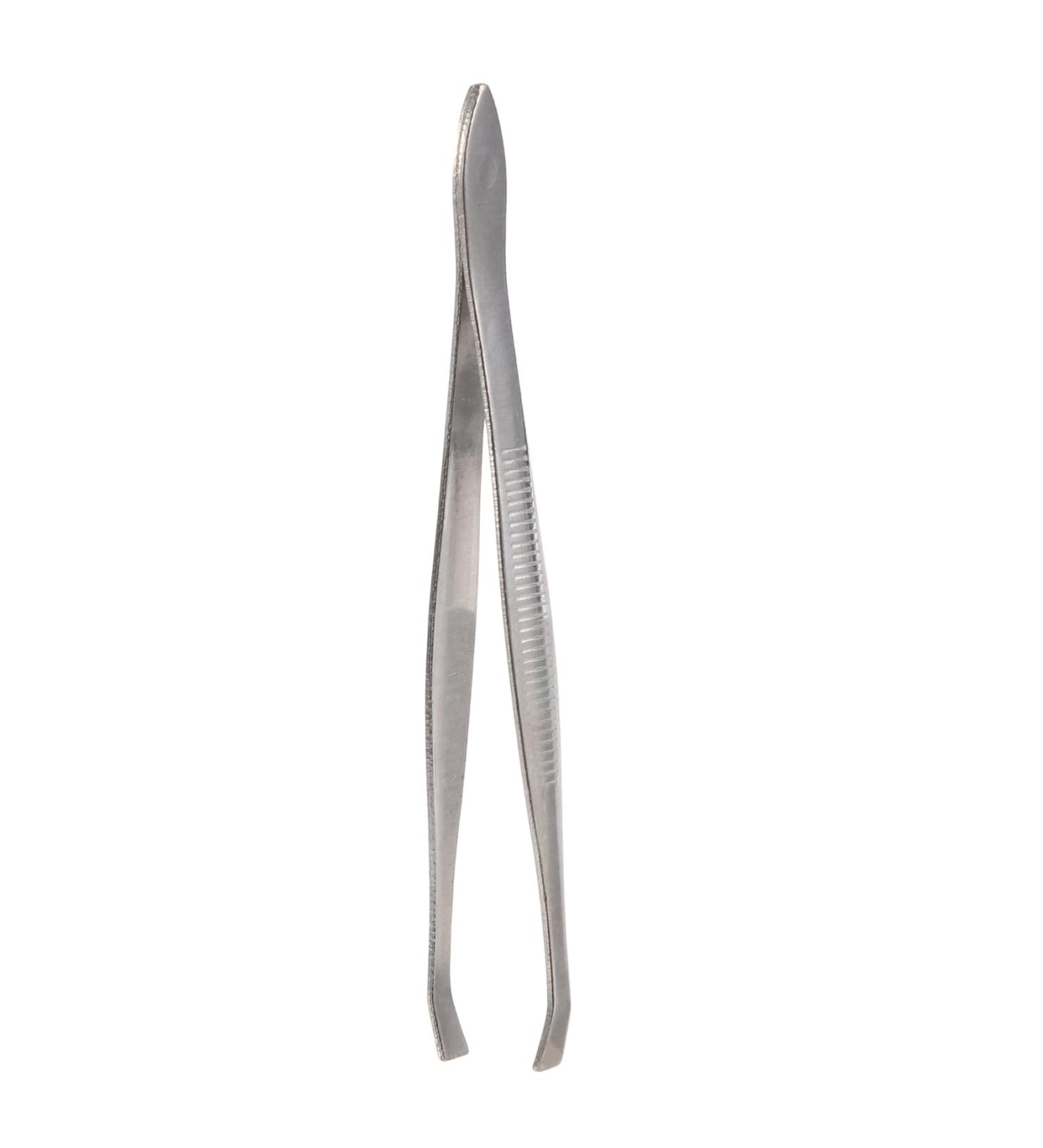 Duontyye Silver Tone Slanted Flat Tip Metal Hair Eyebrow Tweezer Cosmetic Tool for Lady - Buy Online on GoSupps.com
