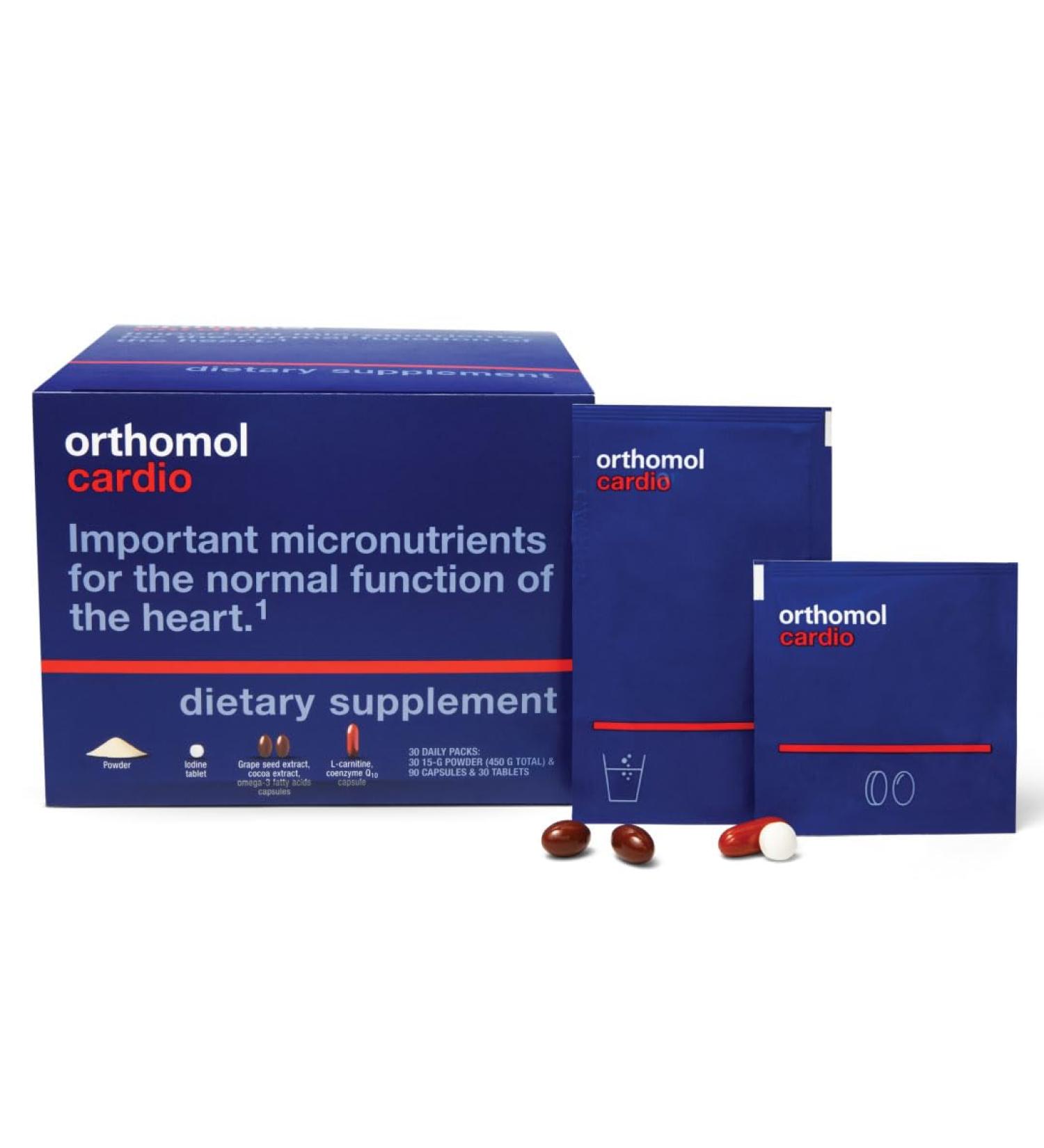 Orthomol Cardio Heart Health Supplements for Circulation & Vascular Support Omega-3 Magnesium Cocoa Polyphenols & B Vitamins Supports Cardiovascular Health 30-Day Supply Powder+Tablets+Capsules - Buy Online on GoSupps.com