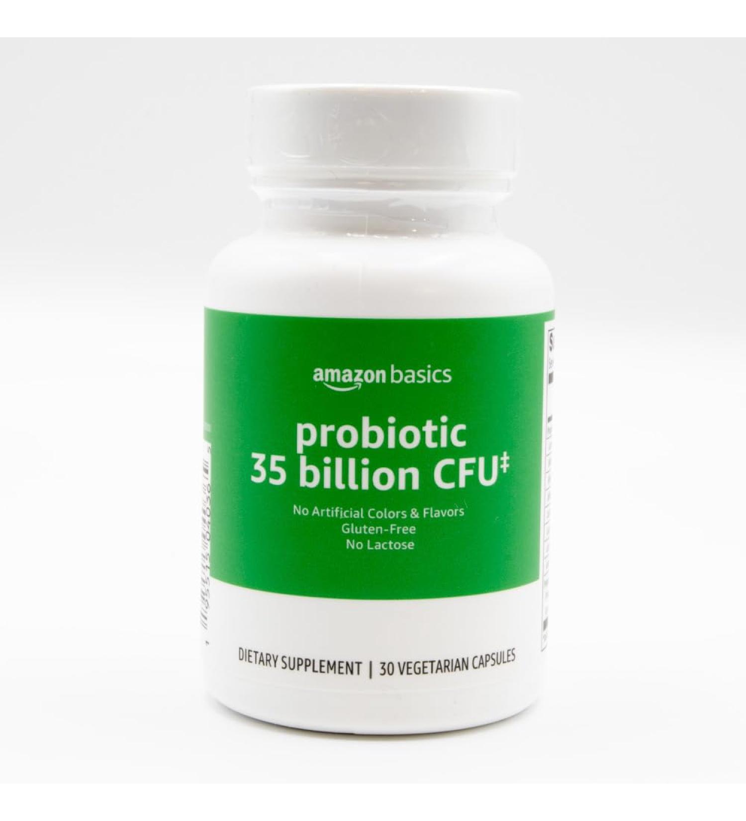 Amazon Basics Probiotic 35 Billion CFU, 8 Probiotic Strains with Prebiotic Blend, Supports Healthy Digestion, 30 Vegetarian Capsules, 1 Month Supply (Previously Solimo) 30 Count (Pack of 1) - Buy Online on GoSupps.com