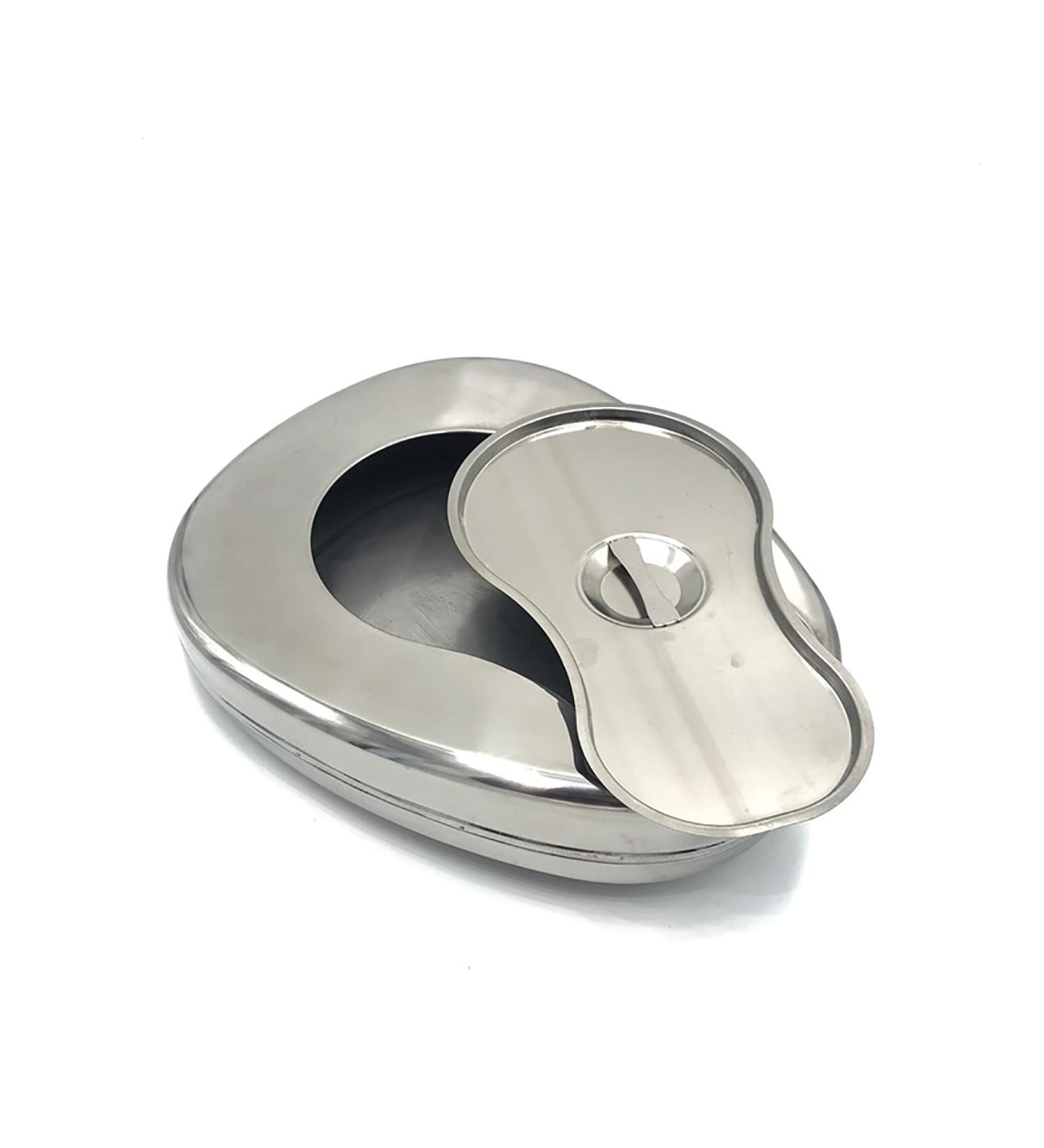 Stainless Steel Potty Portable Thick Stainless Steel Bed Pans with Lid for Bedridden Patients Pregnant Woman and Elderly Simple to Clean - Buy Online on GoSupps.com
