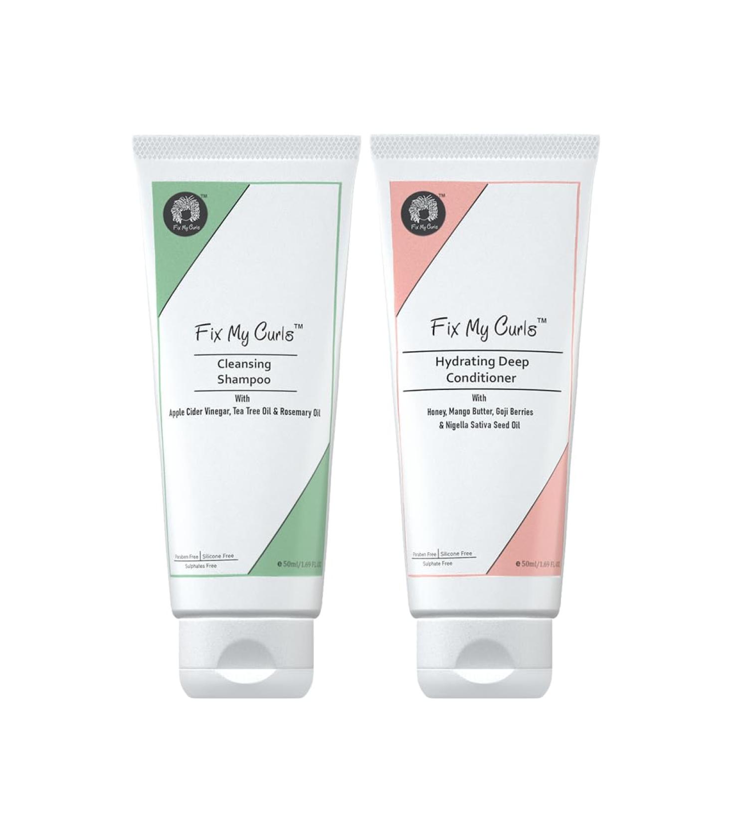 Cleansing Shampoo & Hydrating Deep Conditioner for Curly/Wavy Hair - 1.76 Oz Each | International Shipping Available - Buy Online on GoSupps.com