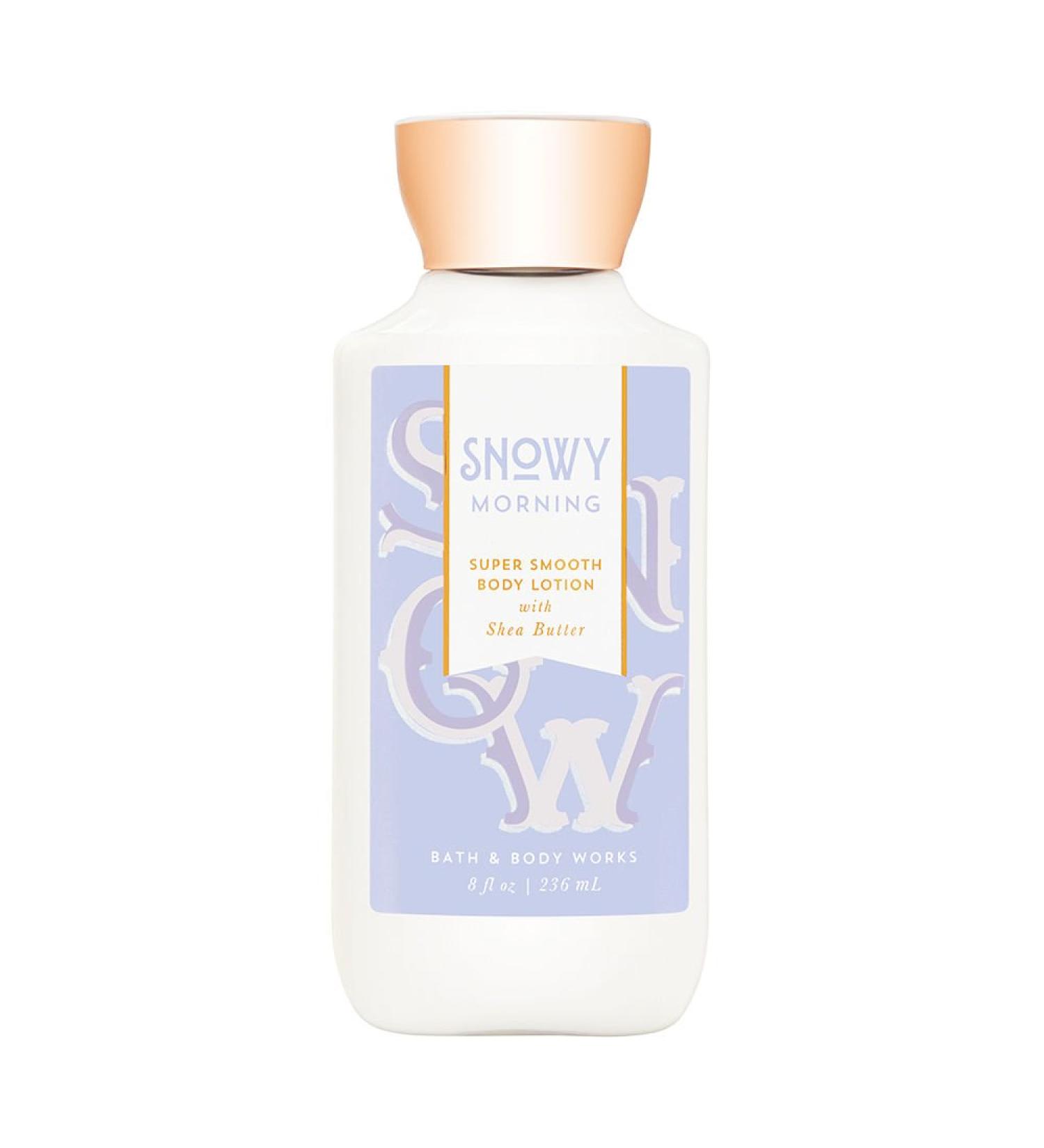 Bath and Body Works Snowy Morning Super Smooth Body Lotion With Shea Butter 8 Ounce Purple Label 2017