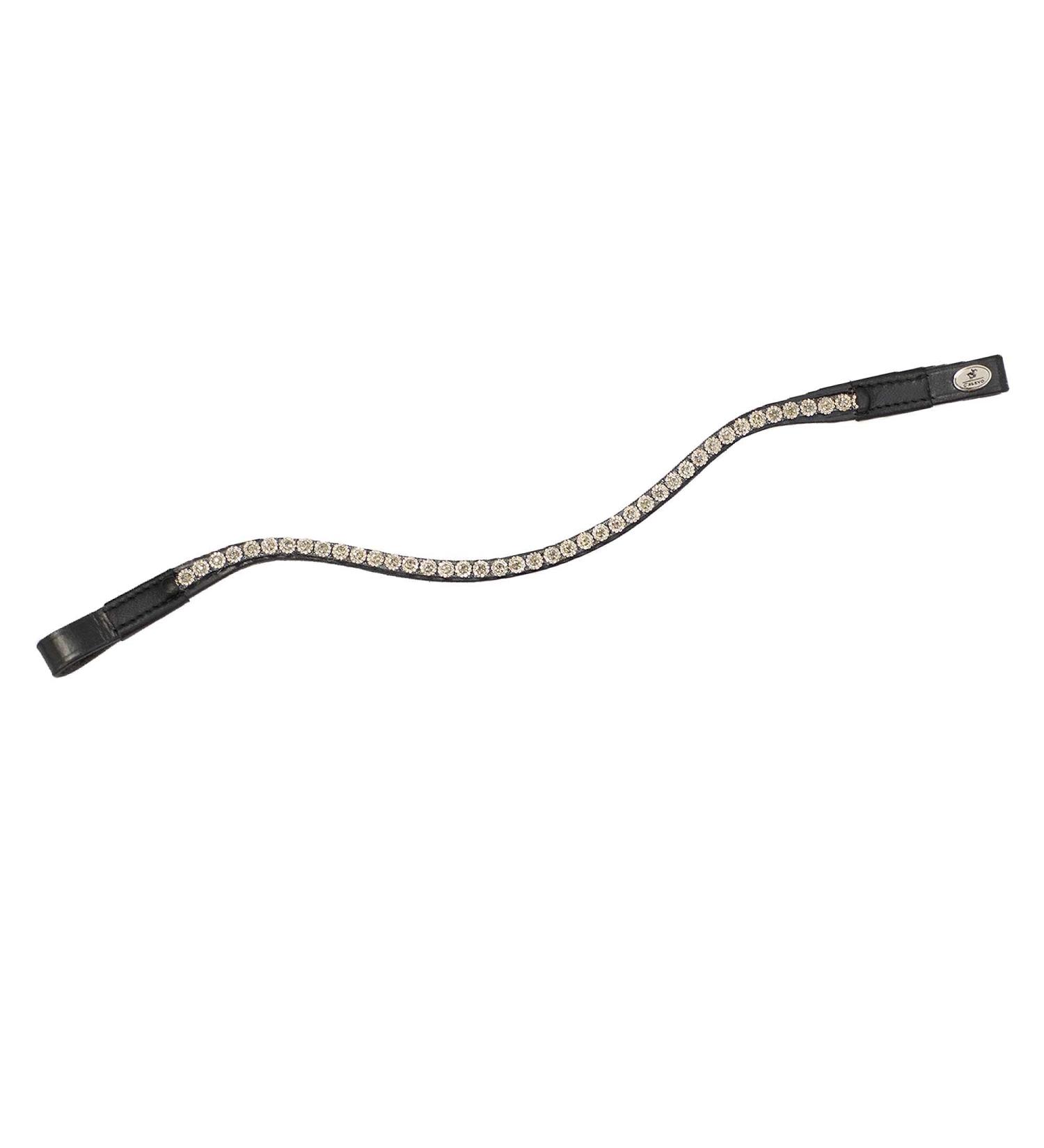 CALEVO - curved browband Crystal-Flower black-grey diamond Pony