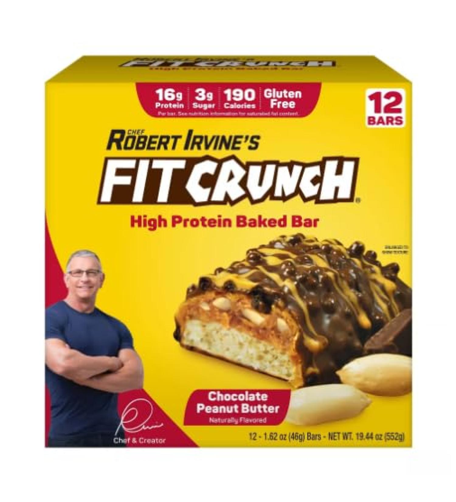 FITCRANCH Chocolate Peanut Butter Baked Snack Bars - 16g Protein - 12ct/19.44oz - Buy Online on GoSupps.com