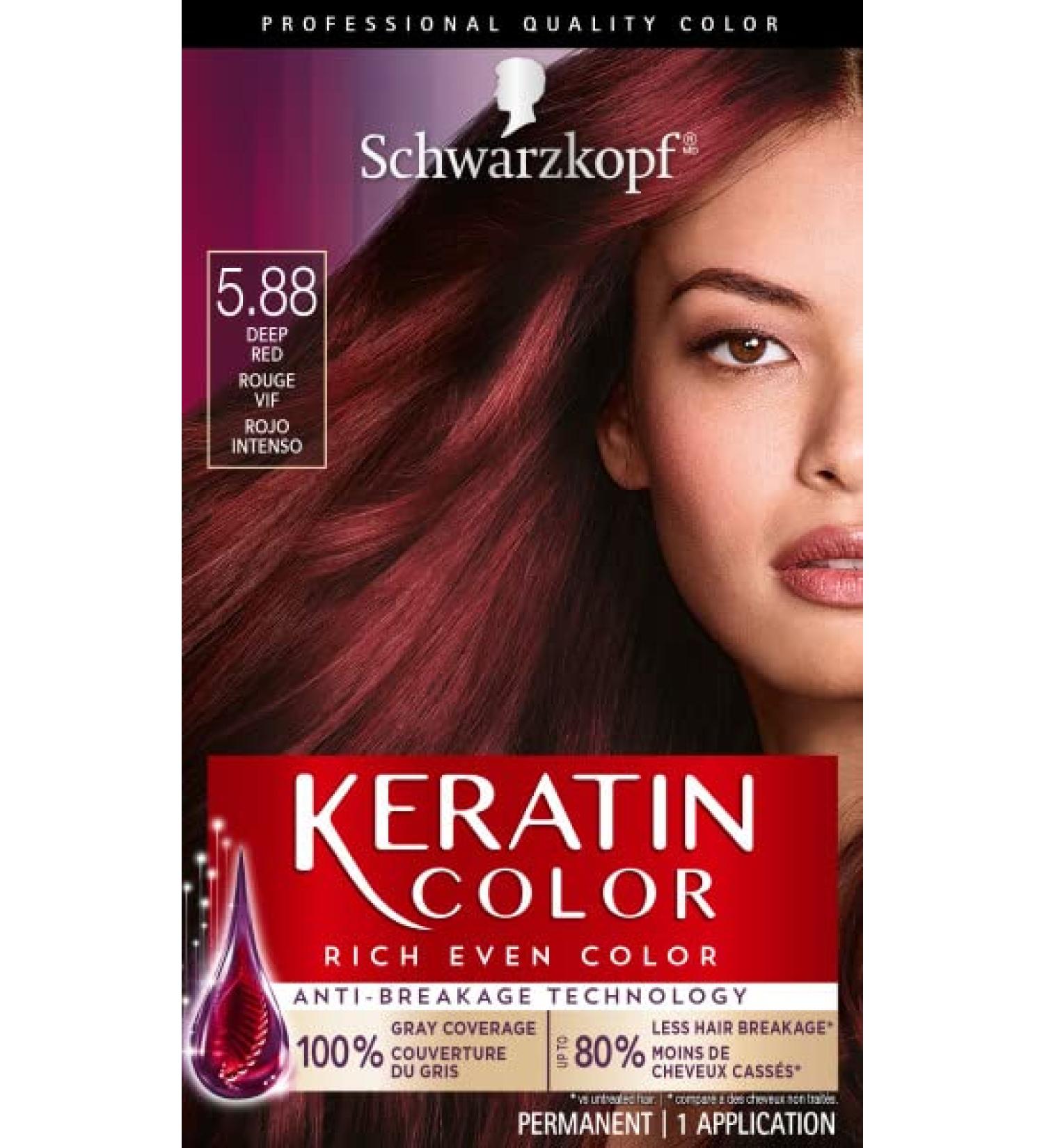 Schwarzkopf Keratin Color 5.88 Deep Red Permanent Hair Color Cream - 1 Kit - Buy Online on GoSupps.com