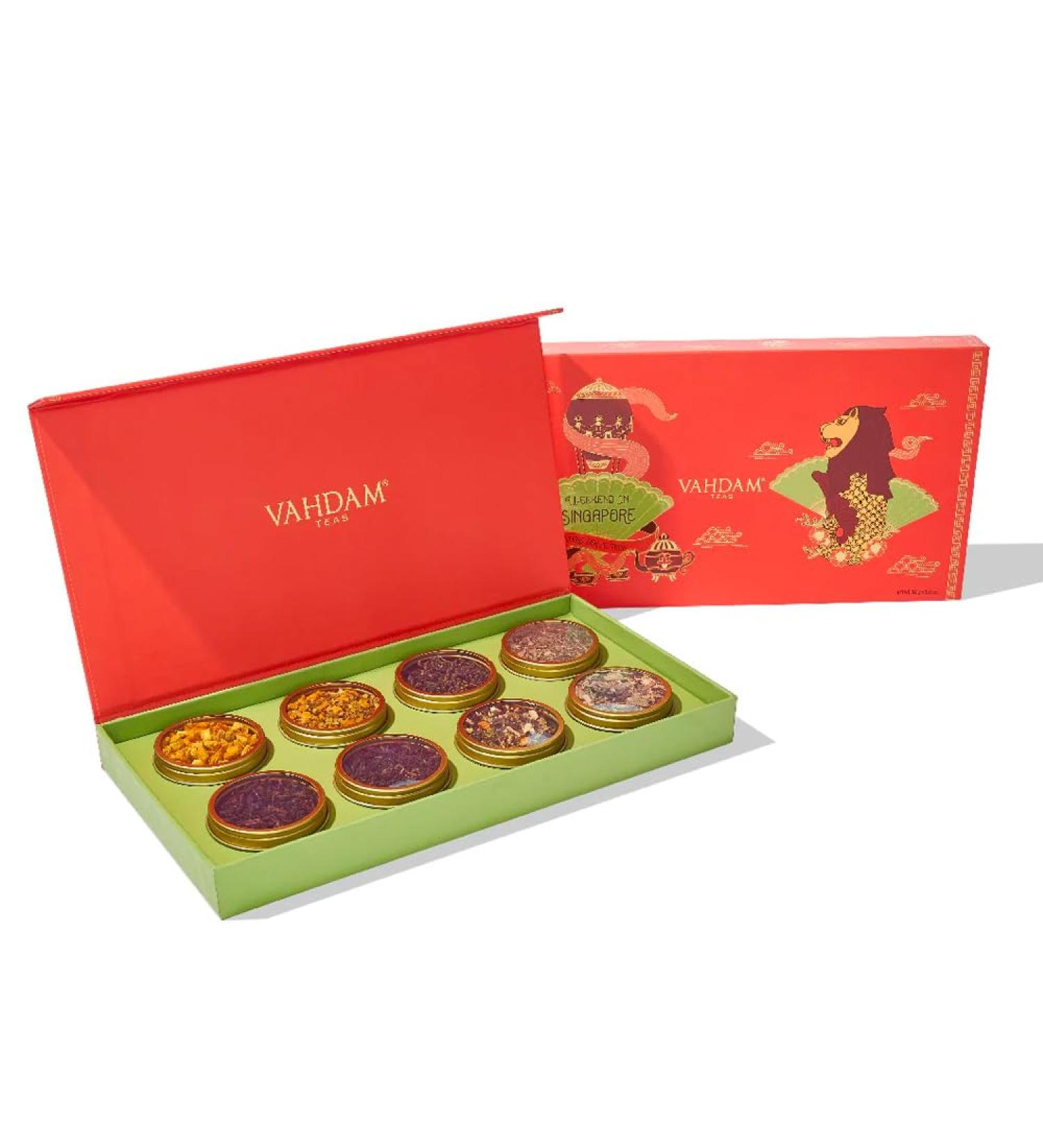 VAHDAM Weekend in Singapore Gift Set - 8 Loose Leaf Teas | Travel Tea Gift Set for Men, Women, and Adults | Gluten-Free Green Tea & Herbal Tea | Christmas Tea Gifts - Buy Online on GoSupps.com