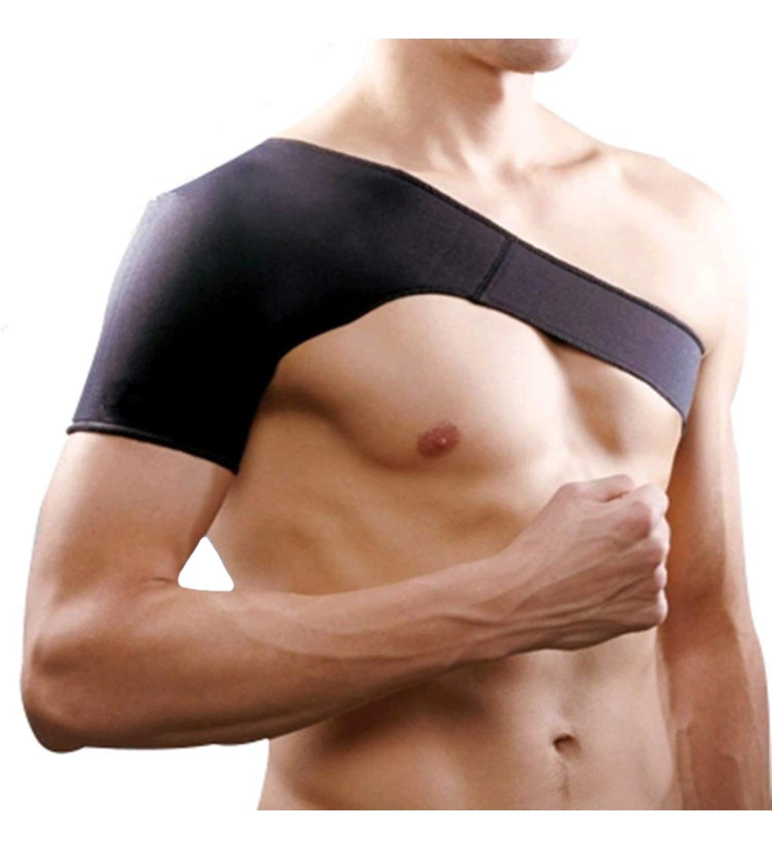 Single Shoulder Support Wrap Band Adjustable Brace Strap for Athletic Football Shoulder Protector Muscle Relief Recovery Black 1PCS Superior Quality and Creative Durable - Buy Online on GoSupps.com