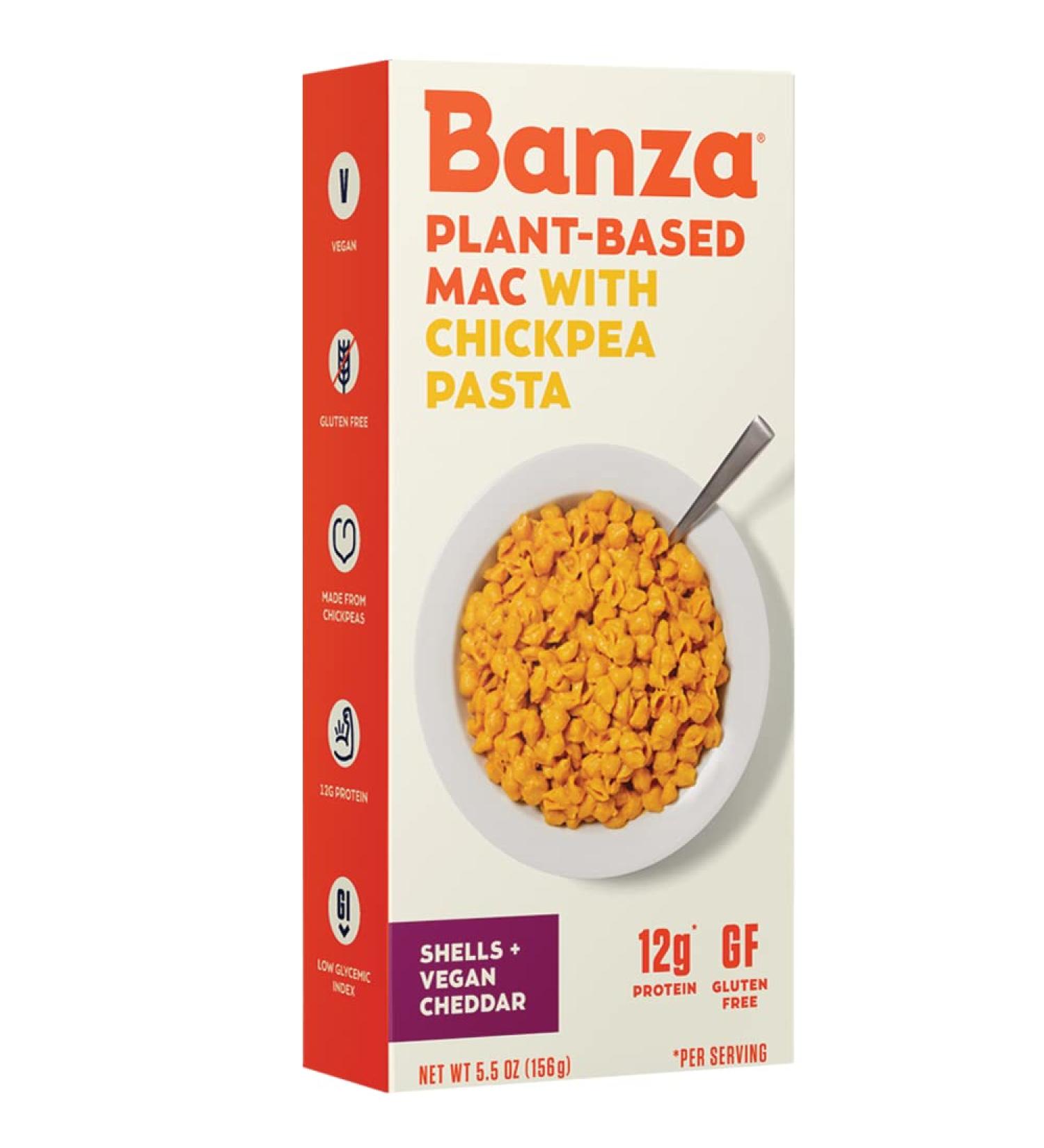 Banza Chickpea Pasta Vegan Cheddar Mac & Cheese - 14g Protein, Gluten Free, Non-GMO, 5.5 Oz (Pack of 6) - Buy Online on GoSupps.com