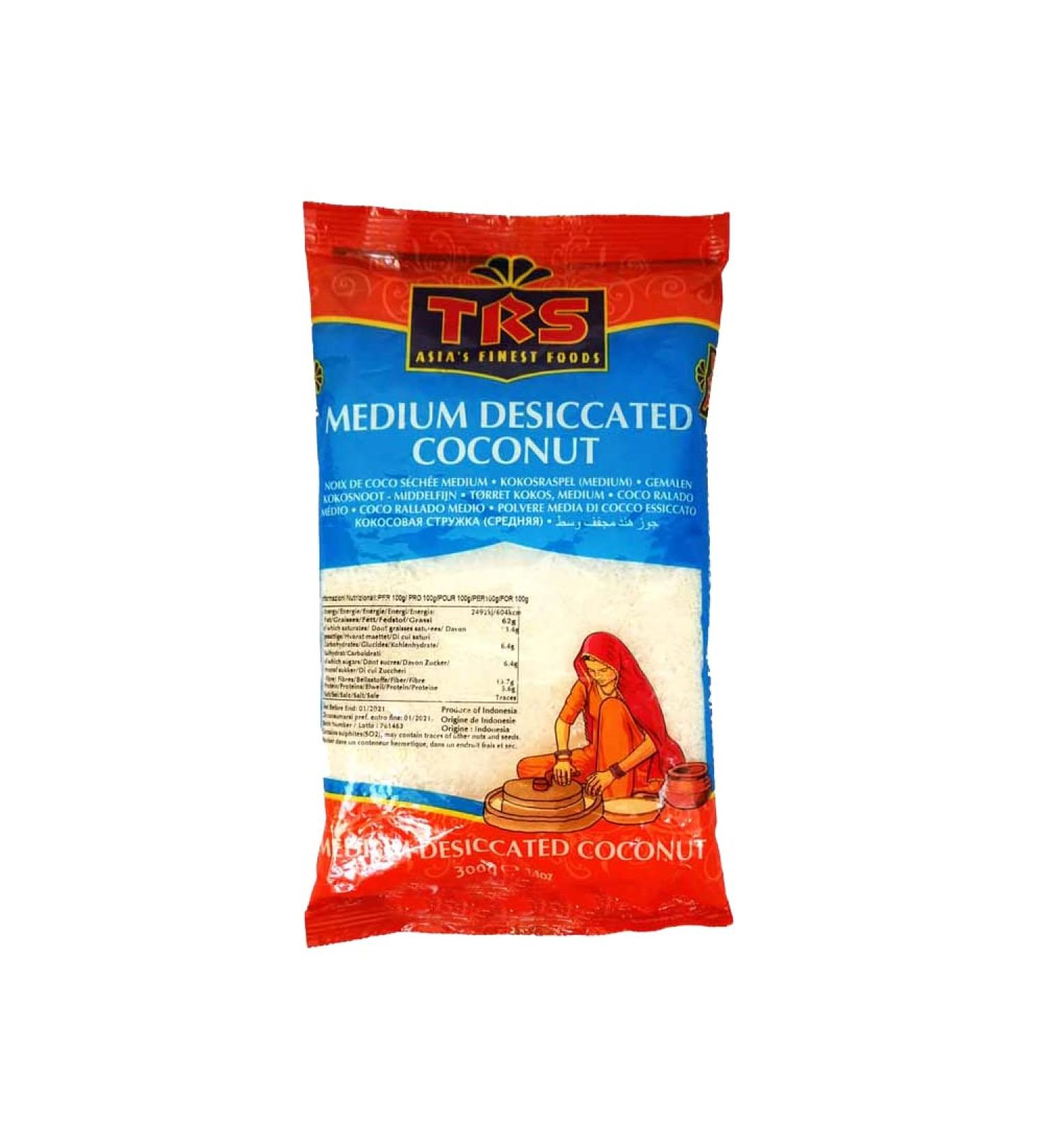 TRS Desicated Coconut Medium | 300G | GMO Free |Vegan | High Fibre | Indian Origin Med Pack 1 - Buy Online on GoSupps.com