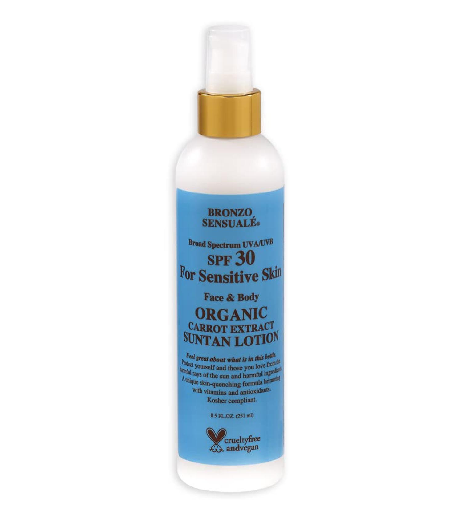 Bronzo Sensuale SPF 30 Organic Carrot Sunscreen Lotion 8.5 oz for Sensitive Skin - Buy Online on GoSupps.com