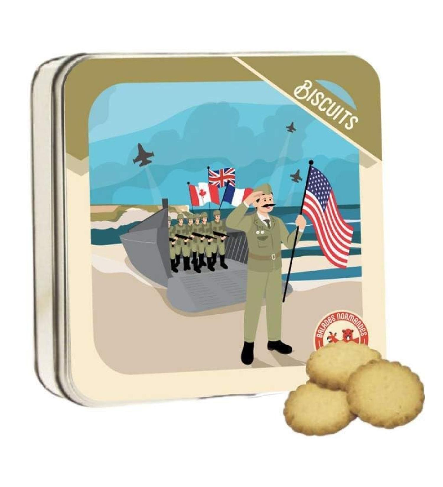 Pure butter shortbread in metal box D-Day edition - Normandy landings - 120g - Normandy walks (Boat - Allied landings)