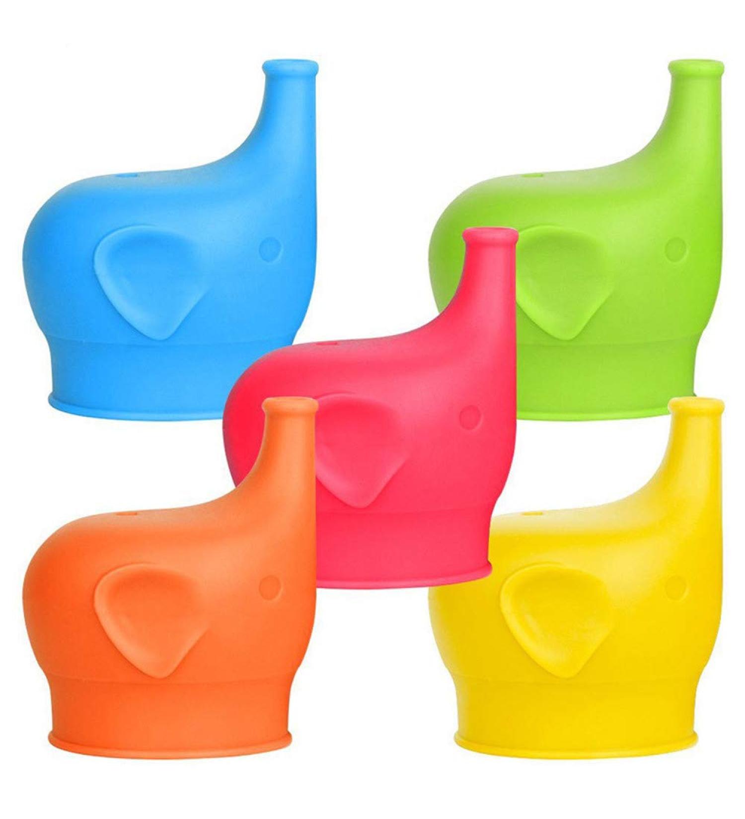 5Pcs Elephant Design Silicone Sippy Cup Lids - Spill-Proof & Insulated Kids Lids - Buy Online on GoSupps.com