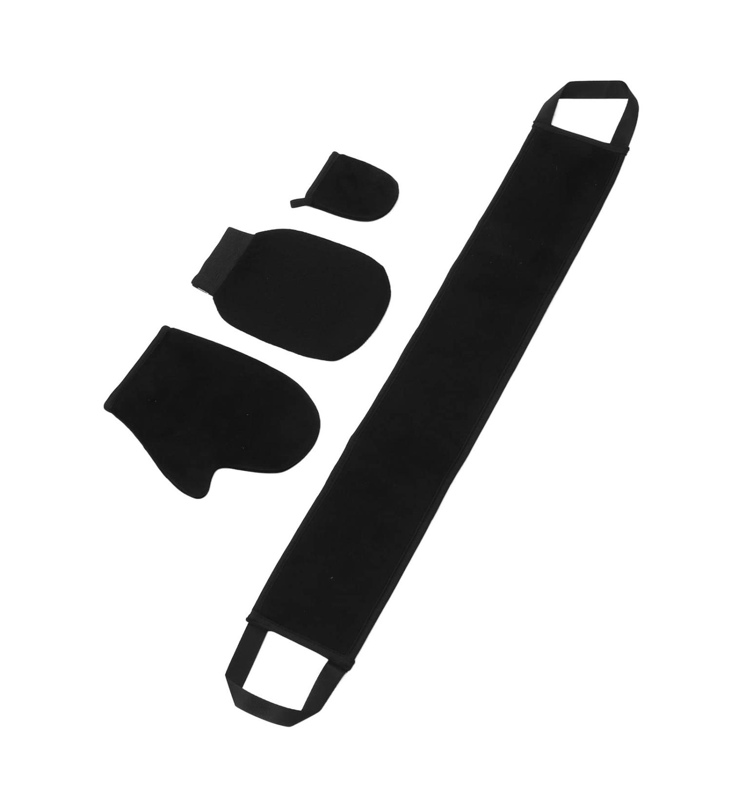 Elastic Cuffs Self Tanning Mitt Kit Exfoliating Gloves Flocking Fabric 4 in 1 Applicator Set Portable and for Home and Beach Party - Buy Online on GoSupps.com