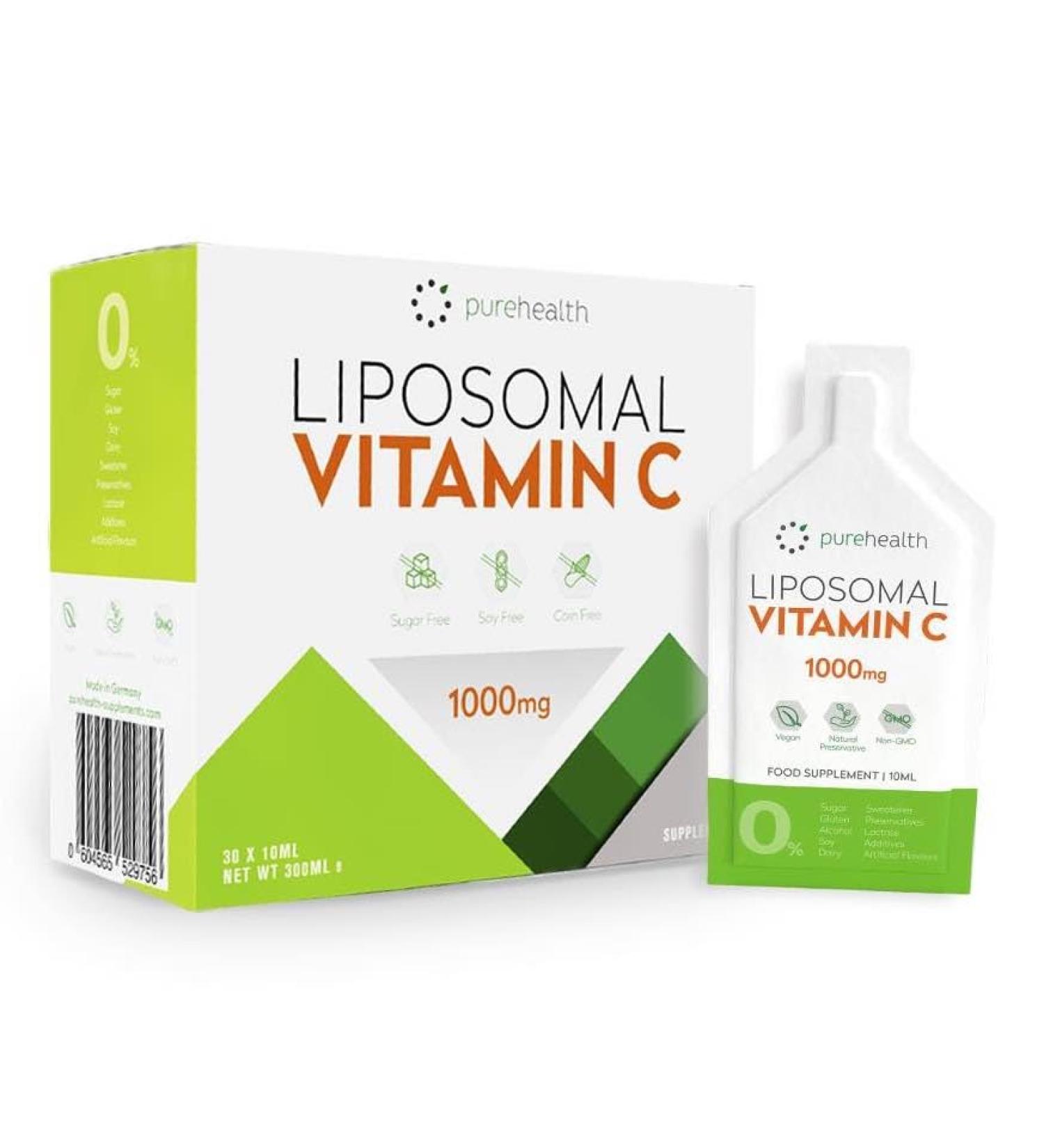Bioavailable Liposomal Vitamin C 1000mg - 30 Sachets, All Natural & Soy-Free - Immune System & Energy Support - Buy Online on GoSupps.com