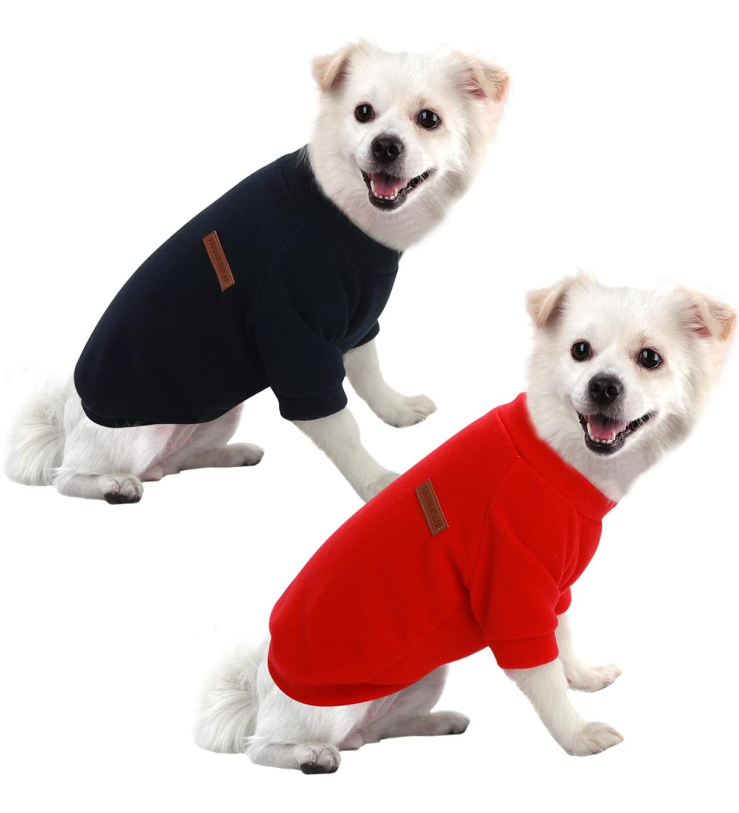 Buy Hualisiji Small Dog Sweater - Soft Fleece Coat for All Sizes | Comfortable & Warm | 2PCs Red & Navy Blue - Buy Online on GoSupps.com
