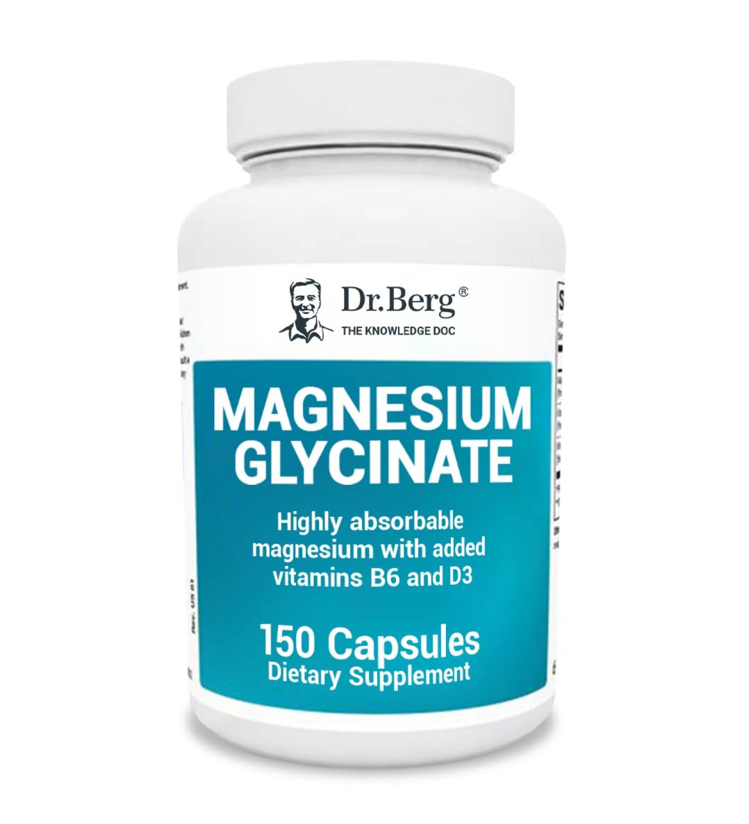 Dr. Berg's Magnesium Glycinate 400mg Capsules for Stress Relief & Sleep Support - 150 Veg Capsules - Buy Online on GoSupps.com