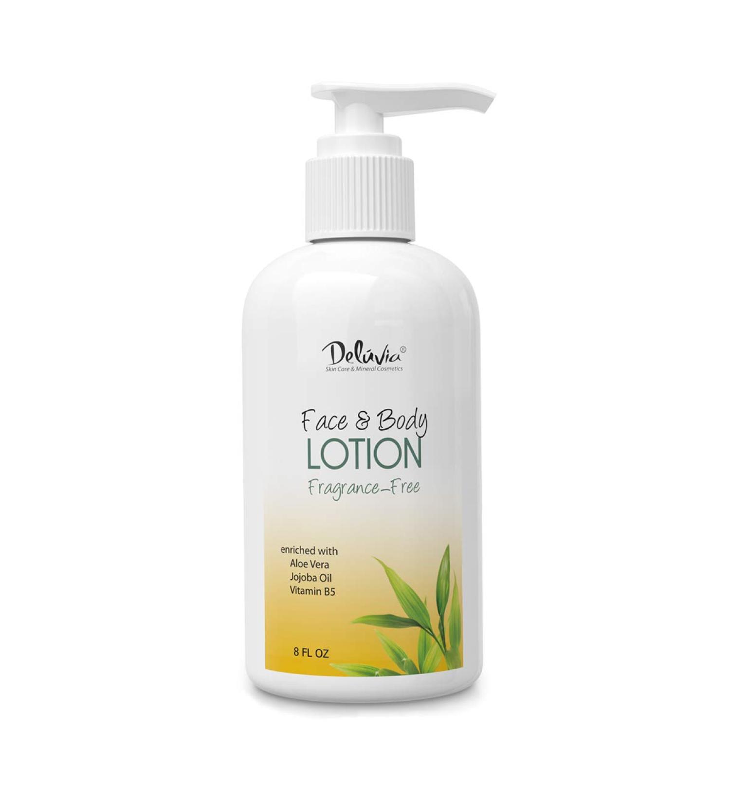 Deluvia Moisturizing Body & Face Lotion - 8oz Organic Aloe Vera Shea Butter Jojoba Oil Vitamin E & B5 - Daily Hydration for All Skin Types - Buy Online on GoSupps.com