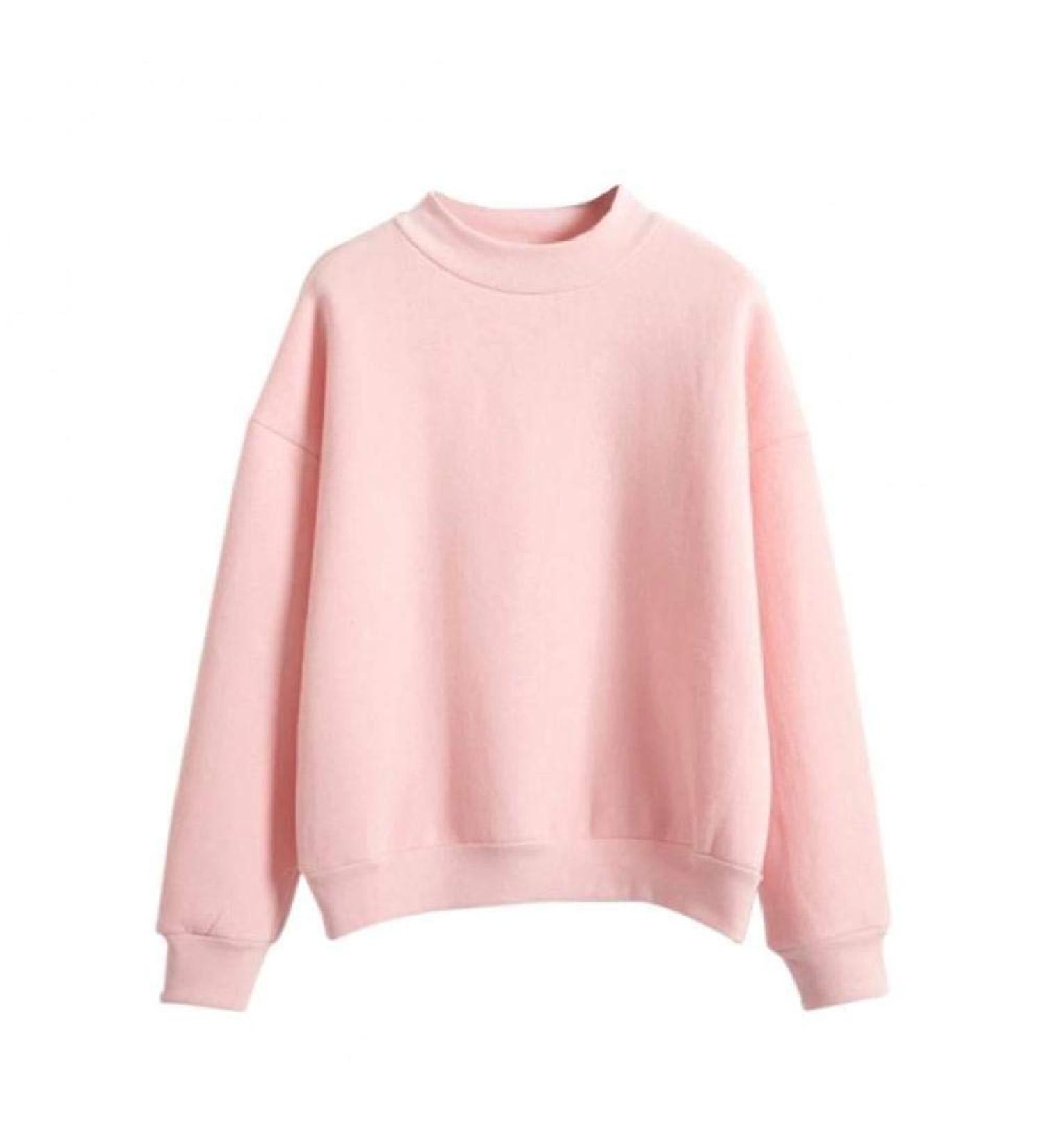 Bigfanshu Women's Casual Long Sleeve Hoodie Sweatshirt Jumper Pullover Thick Autumn Winter Tops Pink