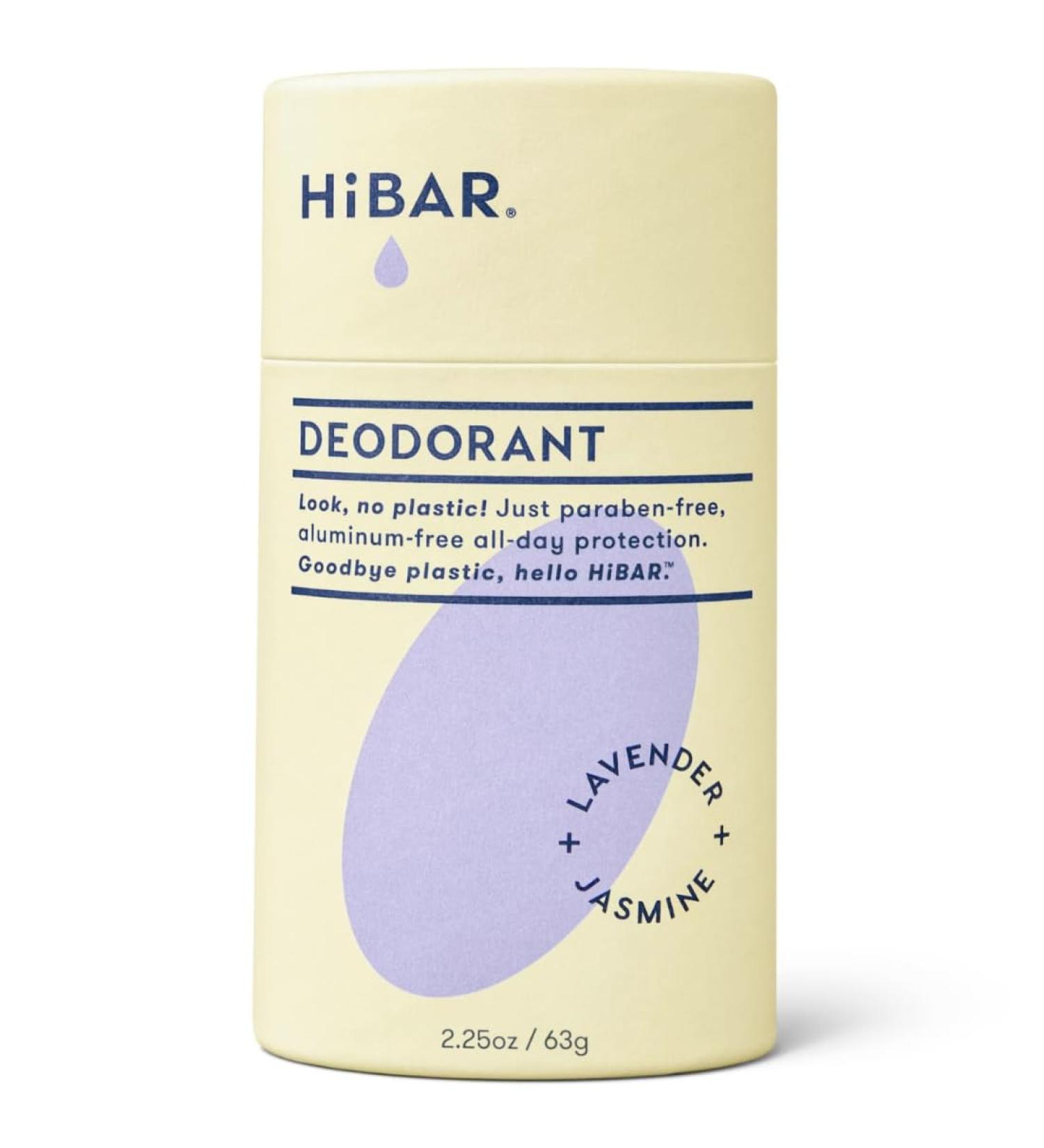 HiBAR - Lavender & Jasmine Plastic Free Deodorant - Natural Deodorant - All-Day Protection - With Sunflower Seed Wax Rice Bran & Shea Butter - Plastic Paraben & Aluminum-Free - Vegan - 1 Pack - Buy Online on GoSupps.com