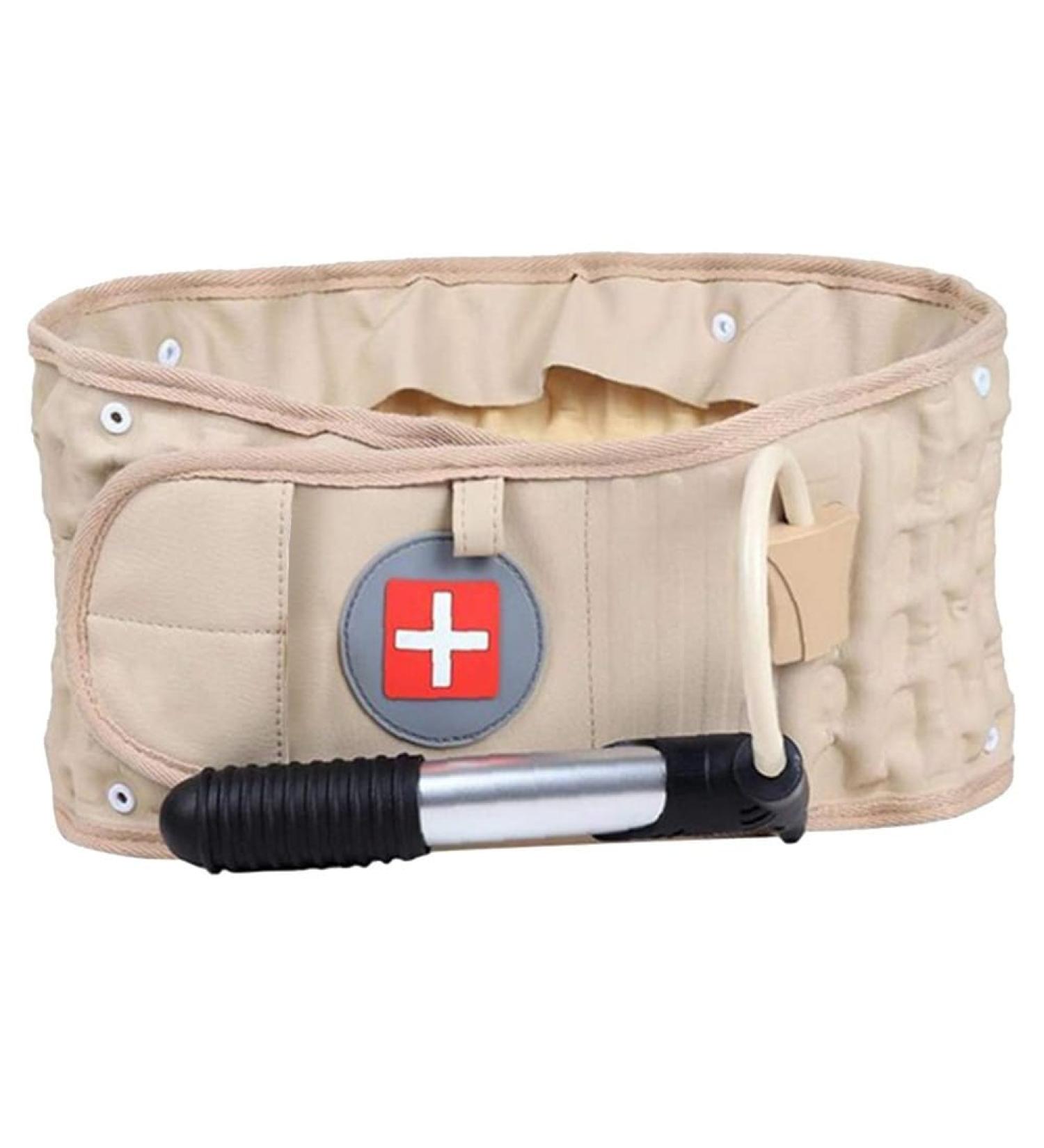Inflatable Waist Traction Brace Belt - Spinal Lumbar Support & Back Pain Relief Massager | Unisex Skin Color - Buy Online on GoSupps.com