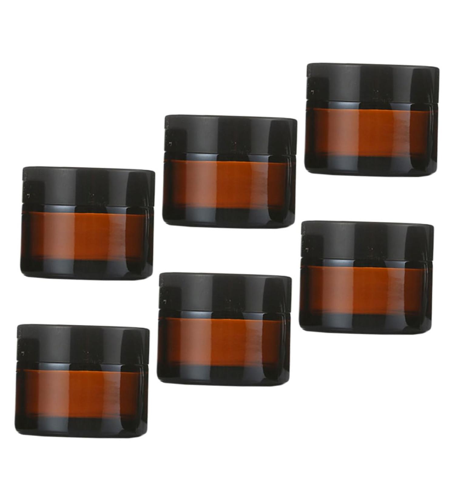 Angoily 6 Sets Cream Bottle Eye Cream Bottle Airless Clear Container with Lid Clear Jars Clear Round Jars Shot Glass with Lid Lotion Sample Cosmetic Travel Brown Glass With Cover - Buy Online on GoSupps.com