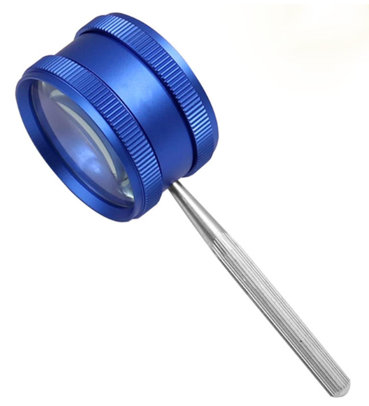 Meichoon 35x Hand Magnifying Glass with Metal Handle - Ideal for Antique Jewelry Crafts & Hobbies | 50mm Blue | Perfect for Older Children & Jewelers - Buy Online on GoSupps.com
