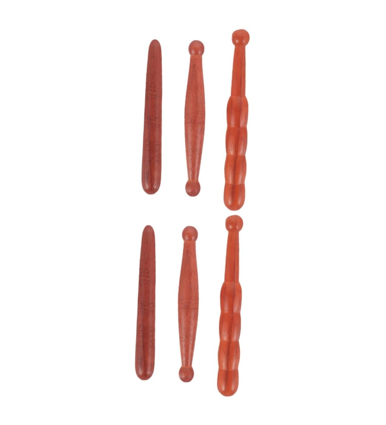 FRCOLOR 6 STK Wooden Acupressure Stick Massage Device - Portable Hand Massager for Relaxation & Pain Relief - Fragrant Red Pear Wood - Buy Online on GoSupps.com