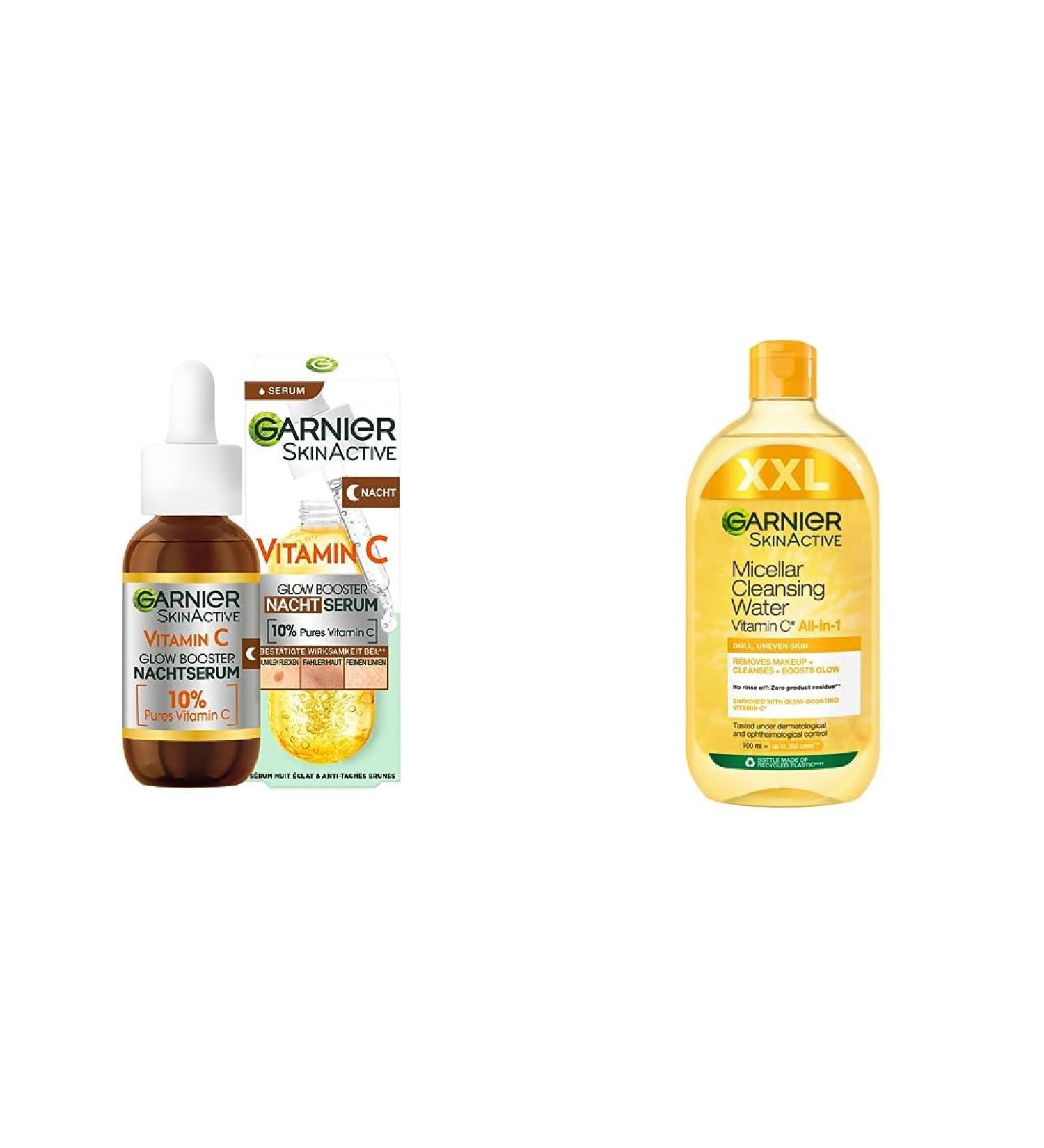 Shop Garnier Night Serum & Micellar Toner Bundle | Brighten Skin Reduce Dark Spots | International Shipping Available - Buy Online on GoSupps.com