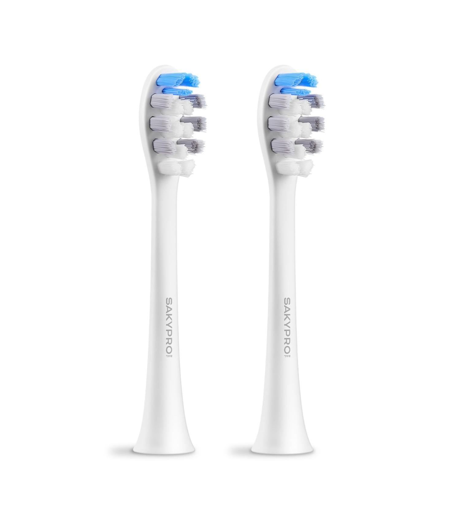 Toothbrush Heads 2 Count Replacement Toothbrush Heads for Adults Compatible with SAKYPRORAL Electric Toothbrush (Indicator Bristles)