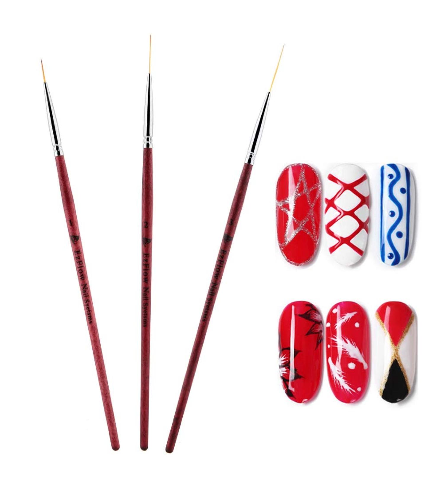 Nail Art Liner Brush Set - 3Pcs Painting, Drawing, and Line Detailing Brushes for DIY Manicure - Nail Art Pen and Dotting Tools Included - Buy Online on GoSupps.com