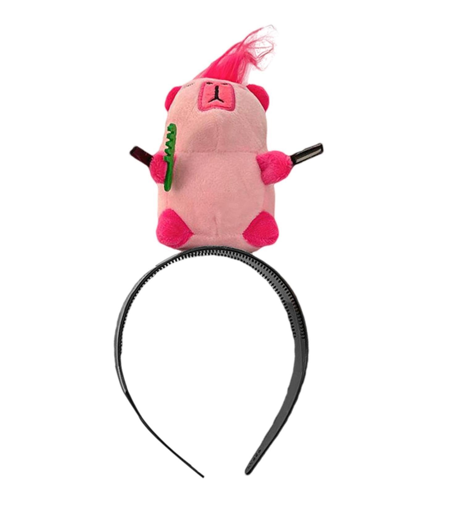 Animal Headbands for Girls Plush Capybara Spa Hairband - Cute Plush Hair Hoop Wide Headband Women Spa Makeup Headband for Washing Face Pink - Buy Online on GoSupps.com