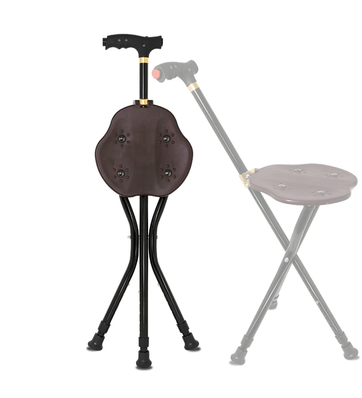 Folding Cane with Seat Lightweight Three-Legged Adjustable Walking Stick with LED Light for Seniors Outdoor Travel Aids - Buy Online on GoSupps.com