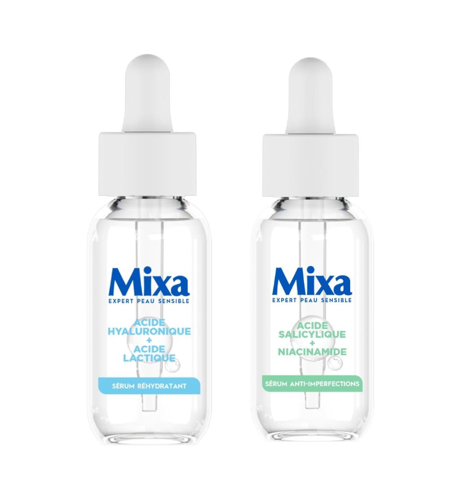  Mixa Mixa - Set of 2 Serums - Rehydrating Concentrated Serum for Dehydrated and Sensitive Skin 30ml + Anti-Blemish Concentrated Serum for Blemish-Prone Skin 30ml - Buy Online on GoSupps.com