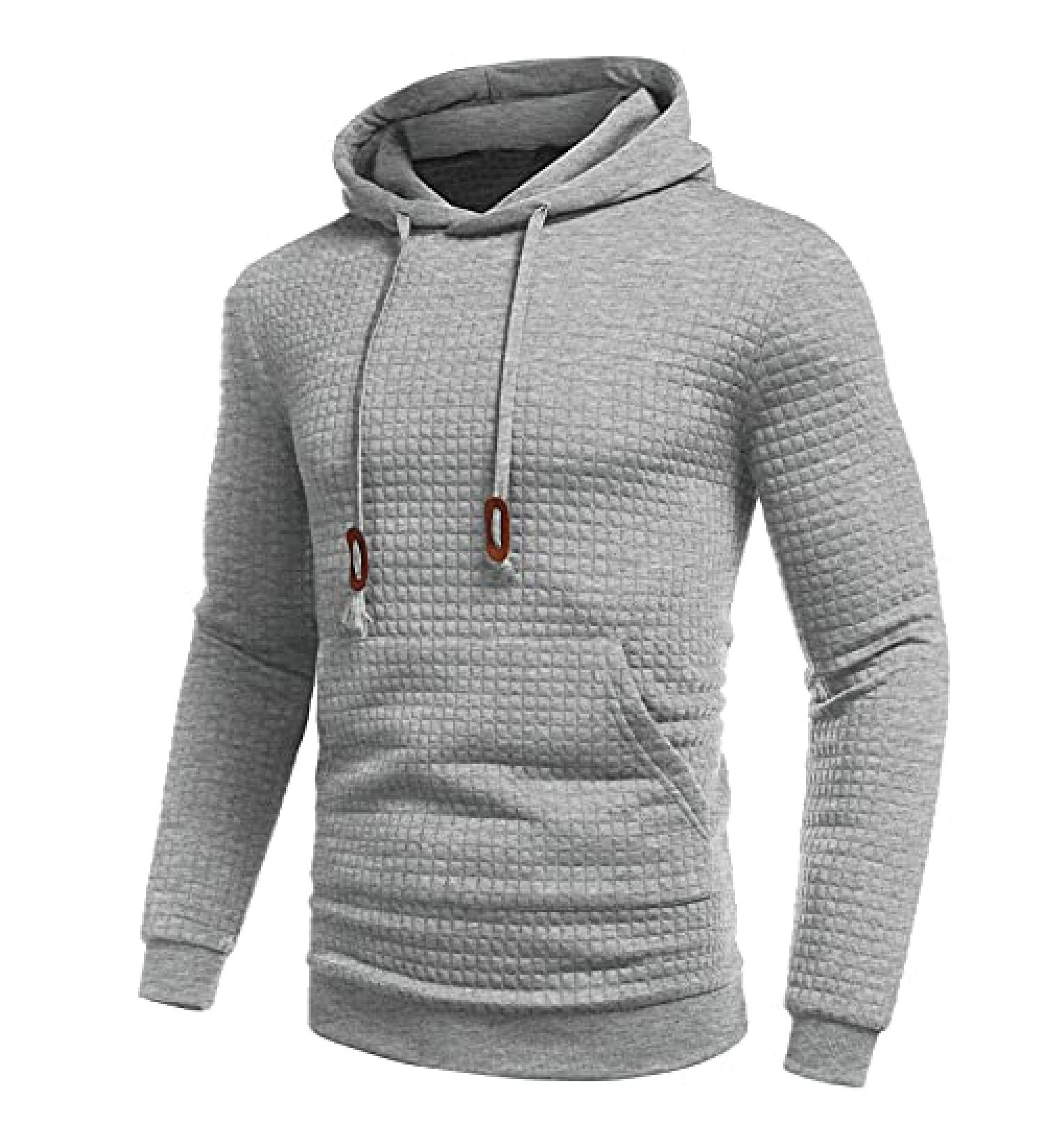 Mens Plus Size Jacquard Plaid Hoodie Sweatshirt X-Large B-grey | Lightweight Sportswear - Buy Online on GoSupps.com