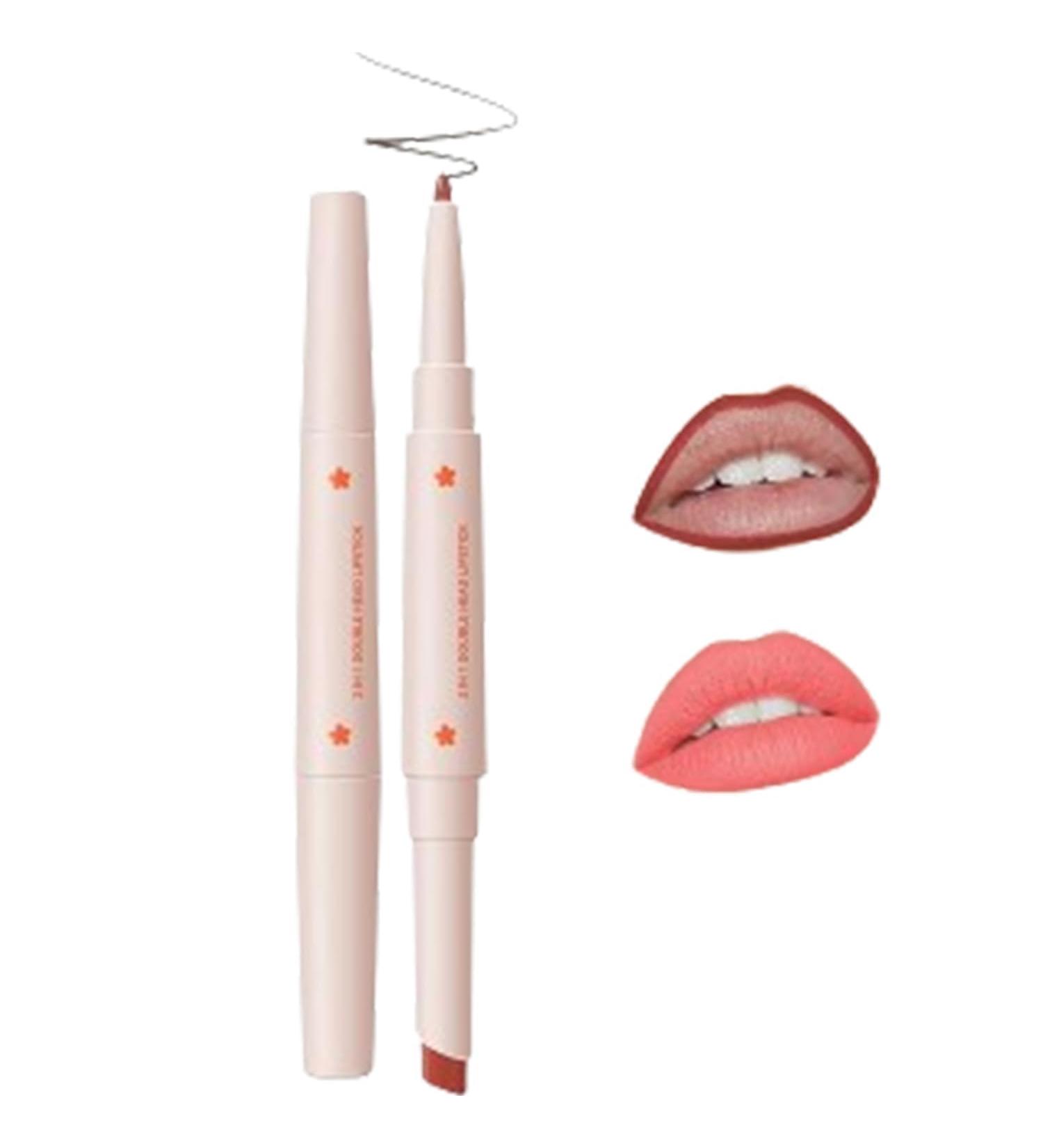 2 in 1 Double Head Lipstick and Lip Liner Set for Women Waterproof Lip Pencil and Lipstick Set Long Lasting Matte Velvet Lipstick Lipstick Set - Buy Online on GoSupps.com