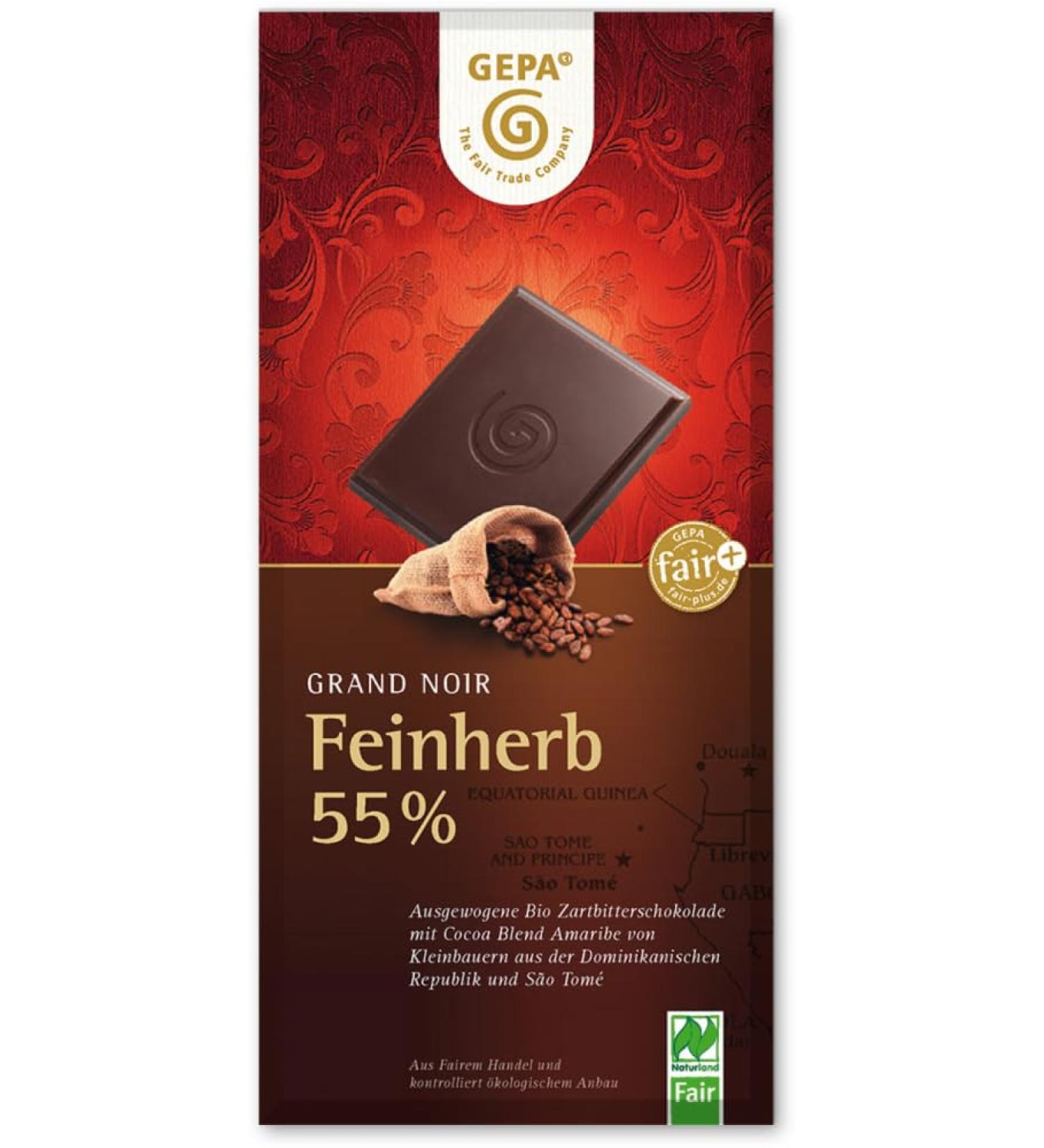 GEPA GEPA Bio Grand Noir Fine Herbs 55% Cocoa Pack of 2 x 100 g