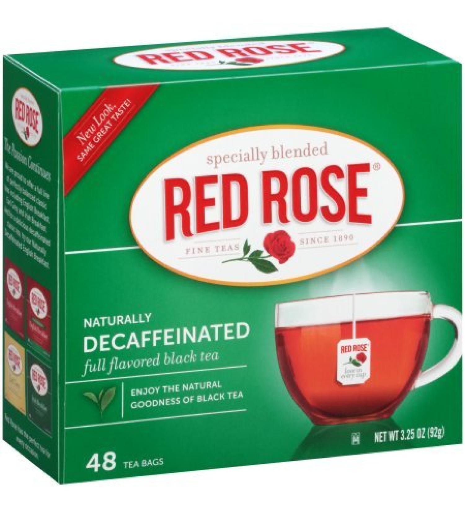 Red Rose Naturally Decaffeinated Tea 48-Count Boxes (Pack of 2) 48 Count (Pack of 2)