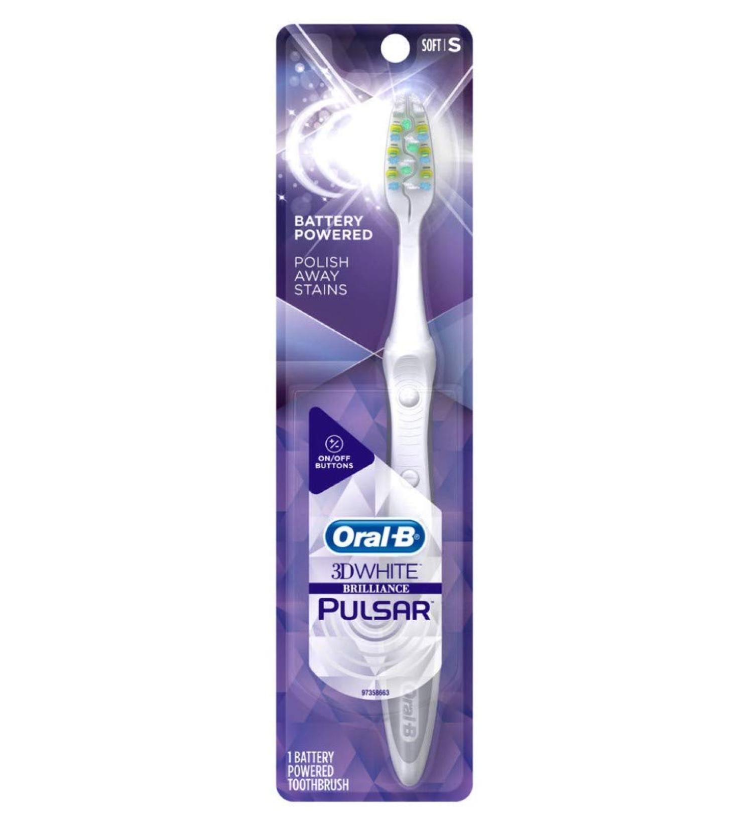 Oral-B Toothbrush Pulsar Soft 3D White (Battery Powered) (Pack of 6) White 1 Count (Pack of 6)