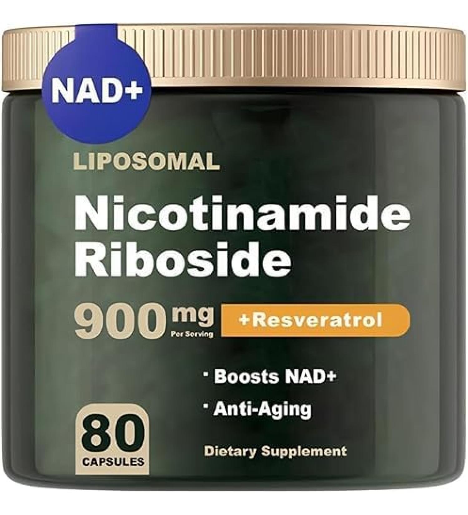 NAD+ Supplement - Liposomal Nicotinamide Riboside Resveratrol Quercetin - NAD Supplement for Anti-Aging Energy Focus - 80 Capsules (1Pcs) - Buy Online on GoSupps.com